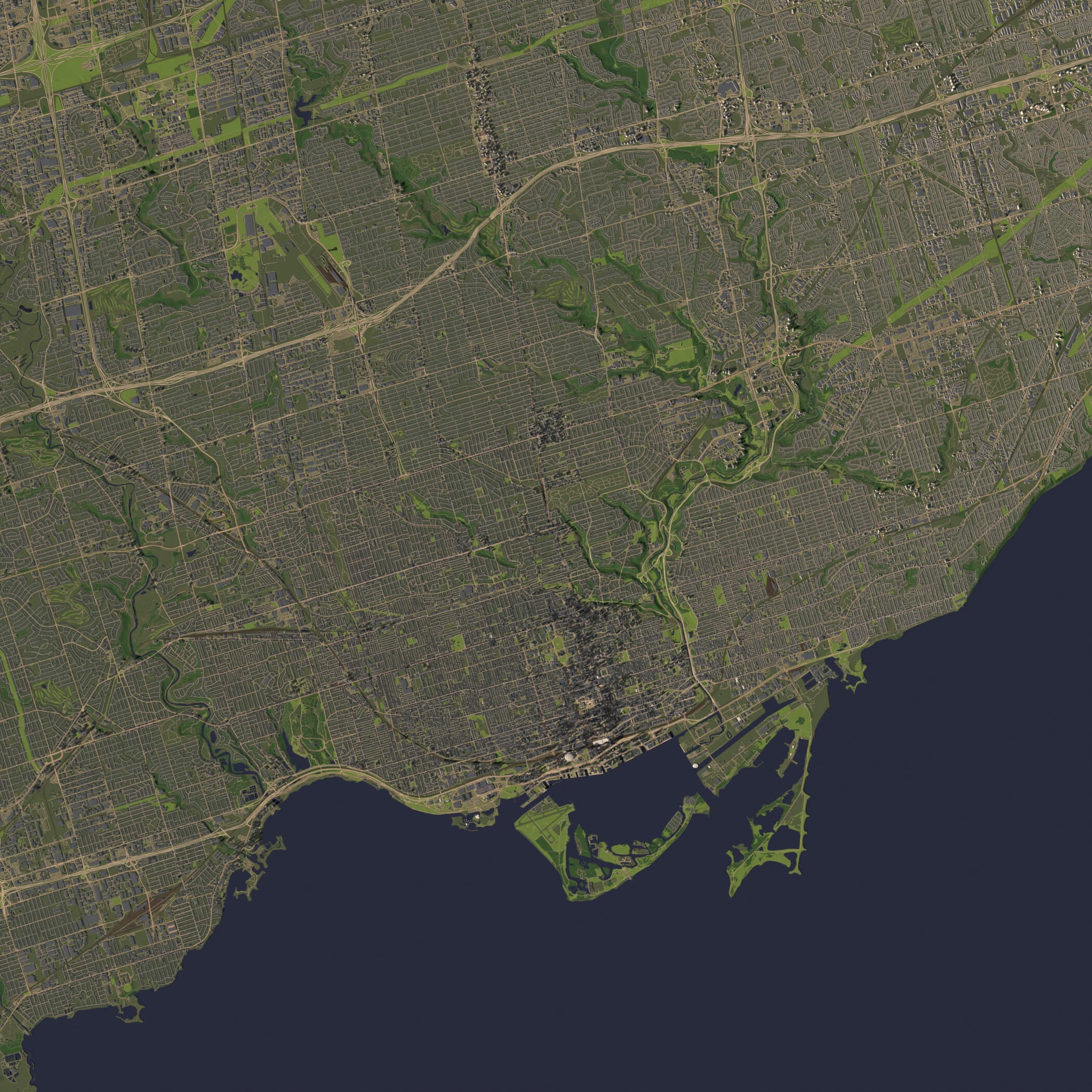 Toronto Canada in 25 km x 25 km - city and urban 3D Model
