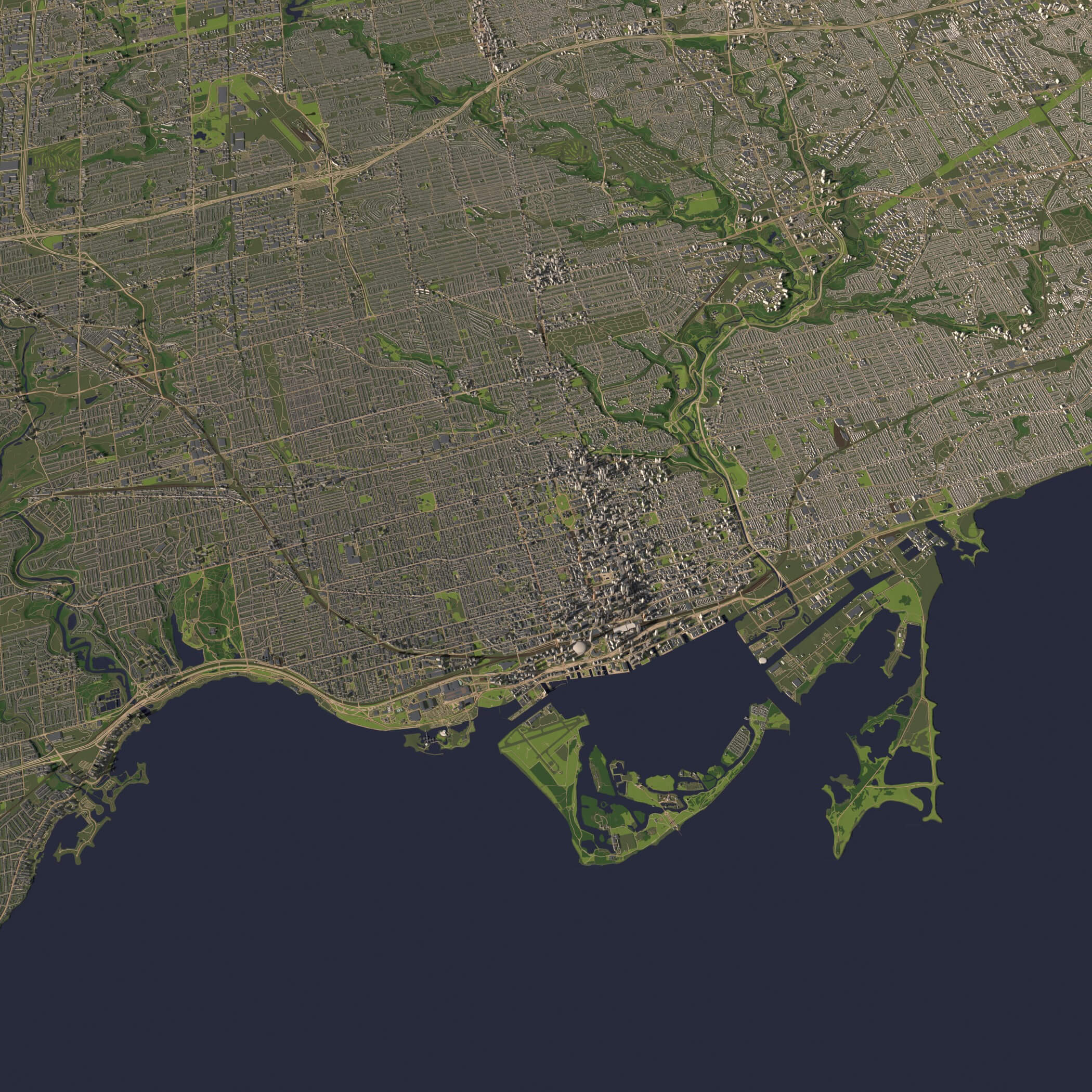 Toronto Canada in 25 km x 25 km - city and urban 3D Model
