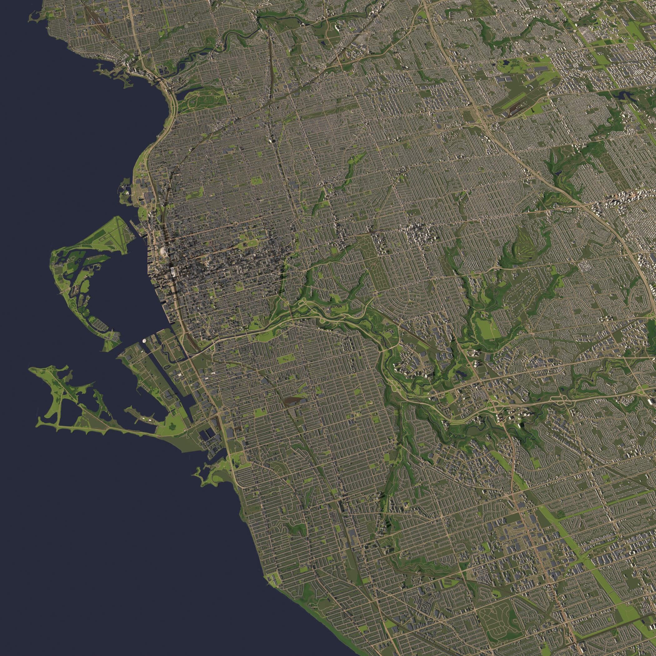 Toronto Canada in 25 km x 25 km - city and urban 3D Model