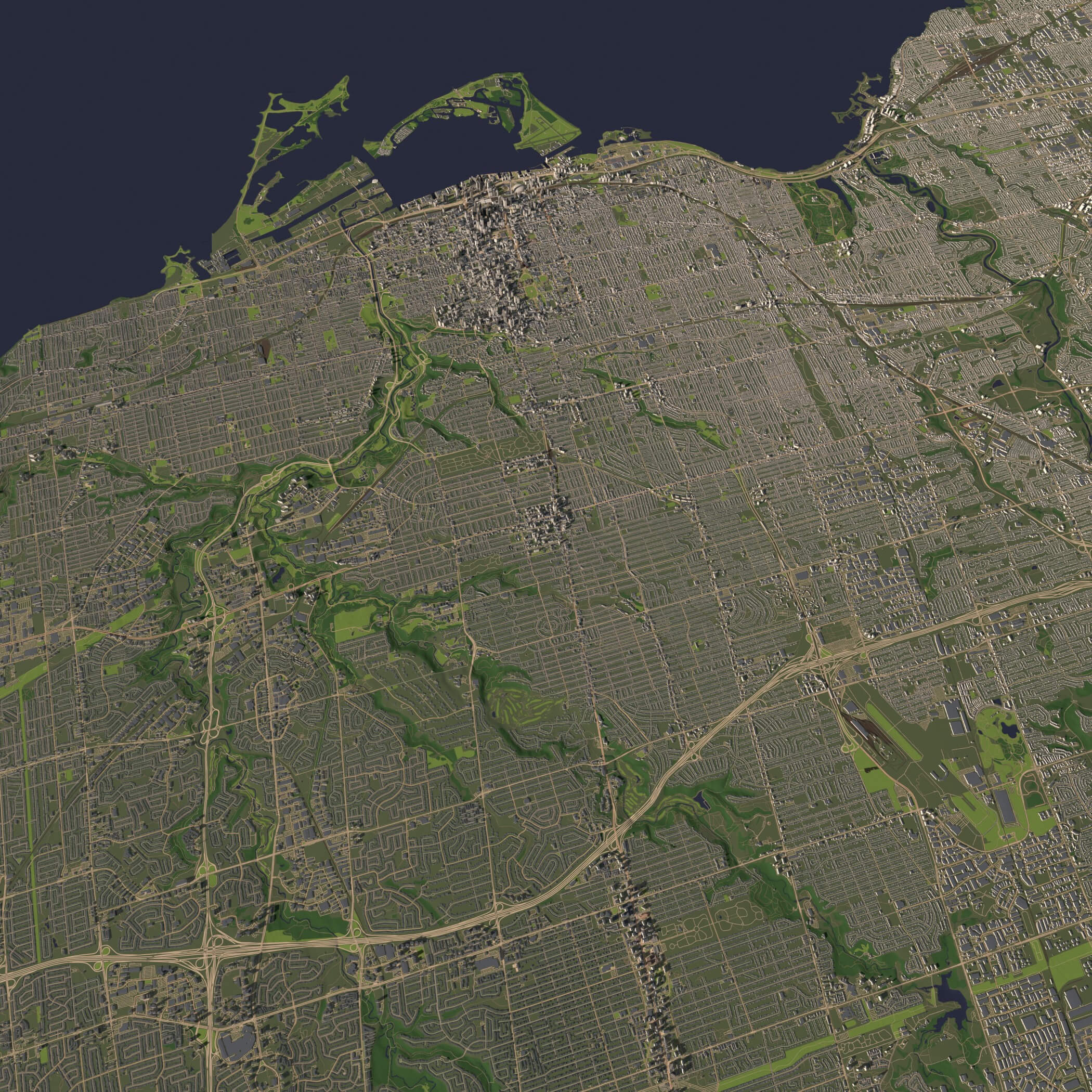 Toronto Canada in 25 km x 25 km - city and urban 3D Model