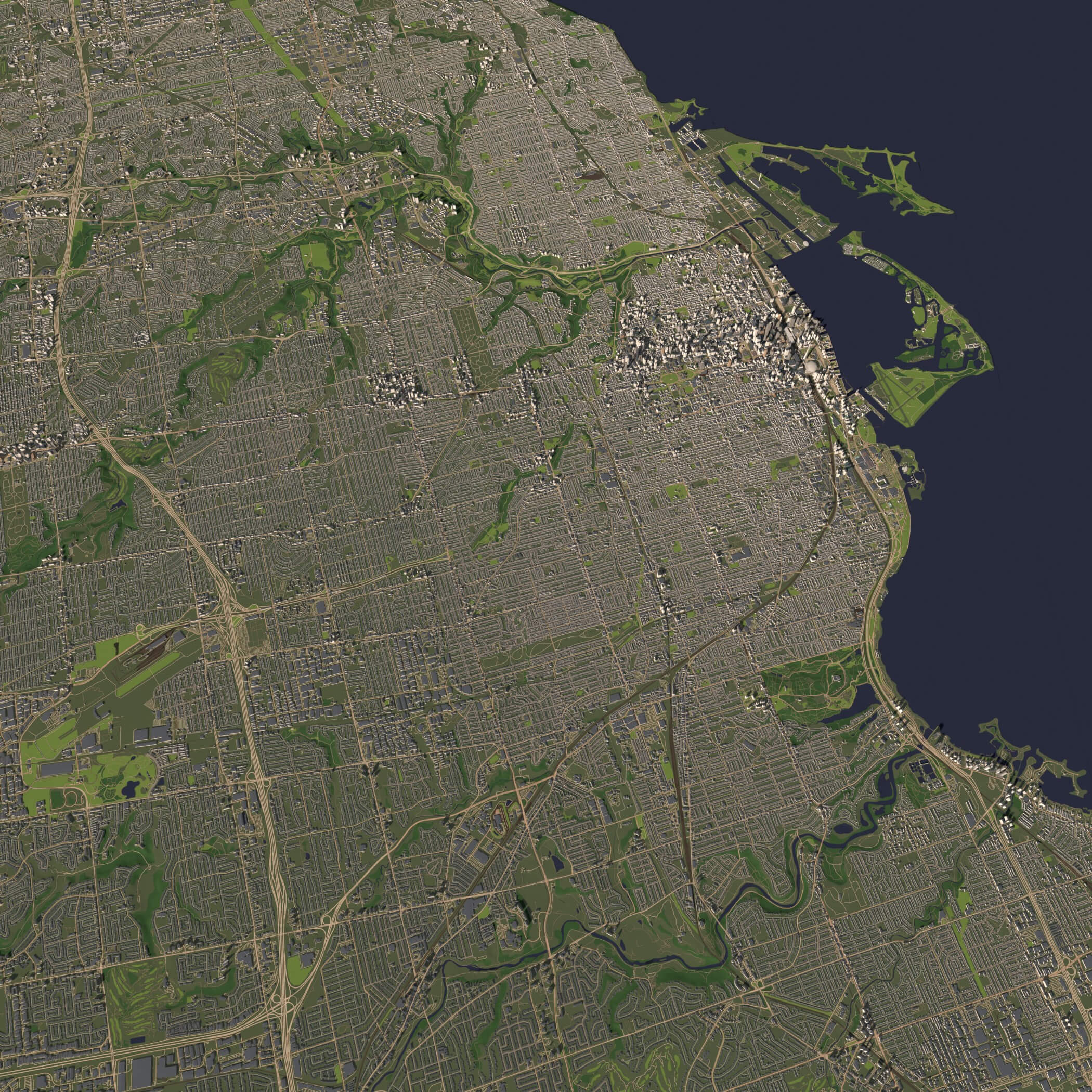 Toronto Canada in 25 km x 25 km - city and urban 3D Model