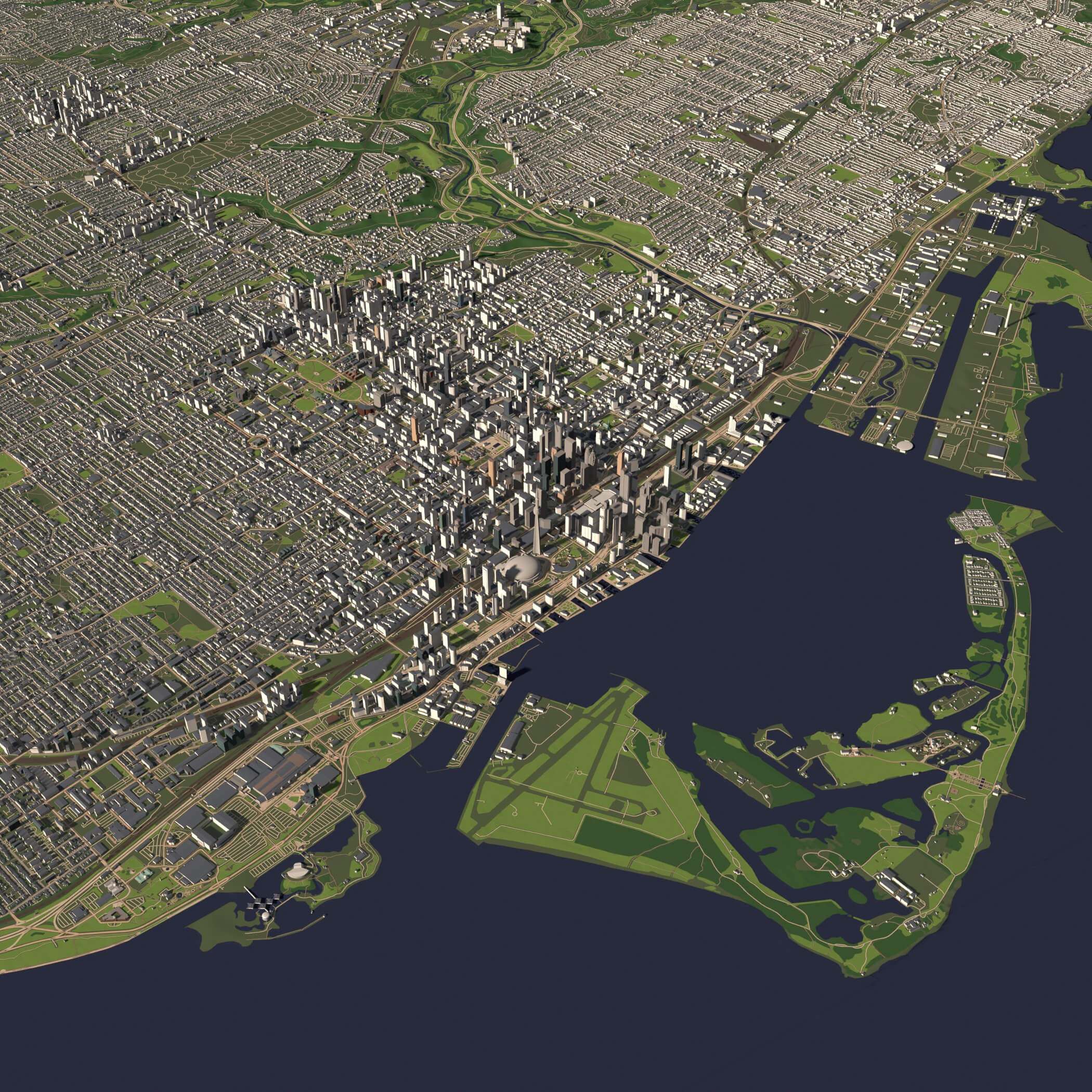 Toronto Canada in 25 km x 25 km - city and urban 3D Model