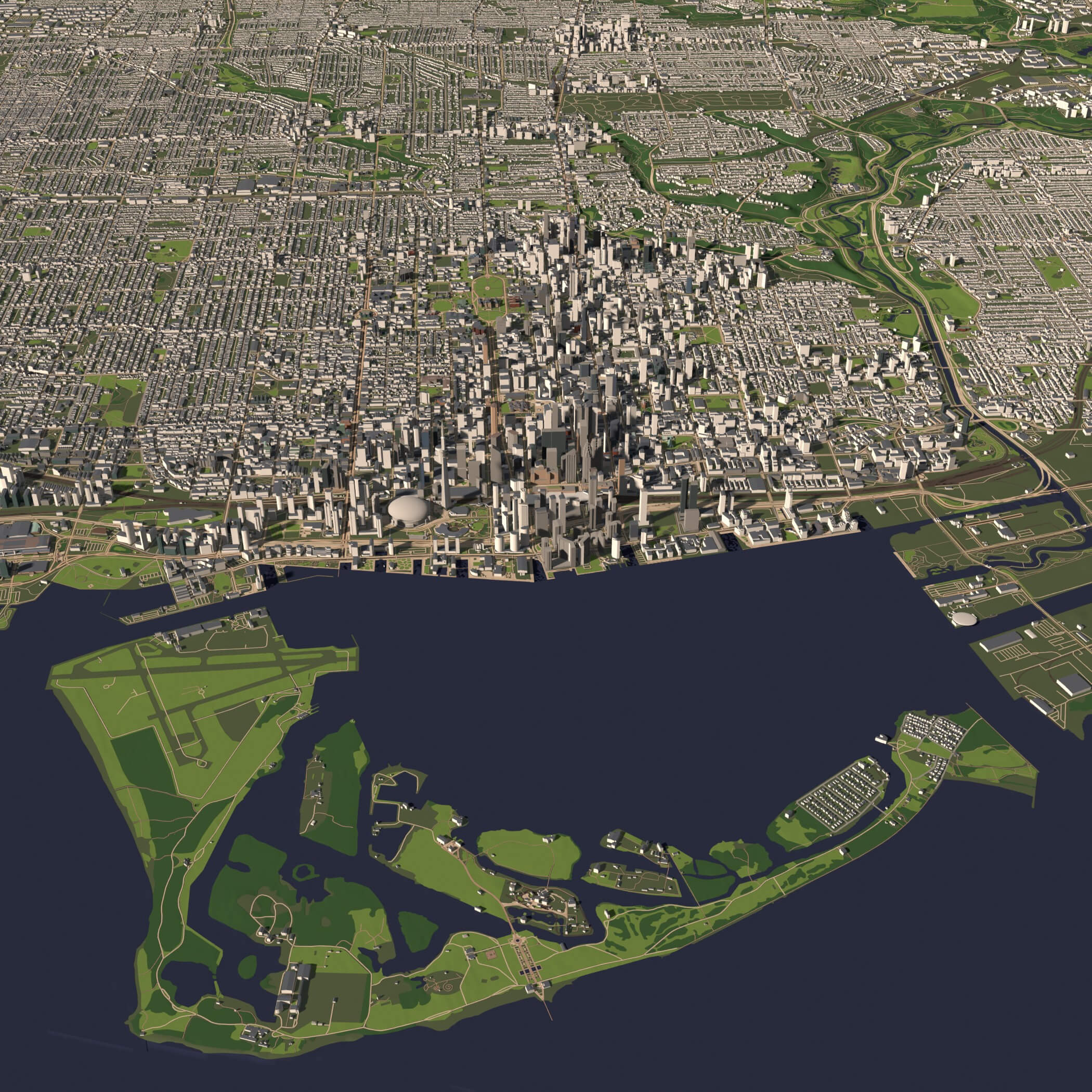 Toronto Canada in 25 km x 25 km - city and urban 3D Model