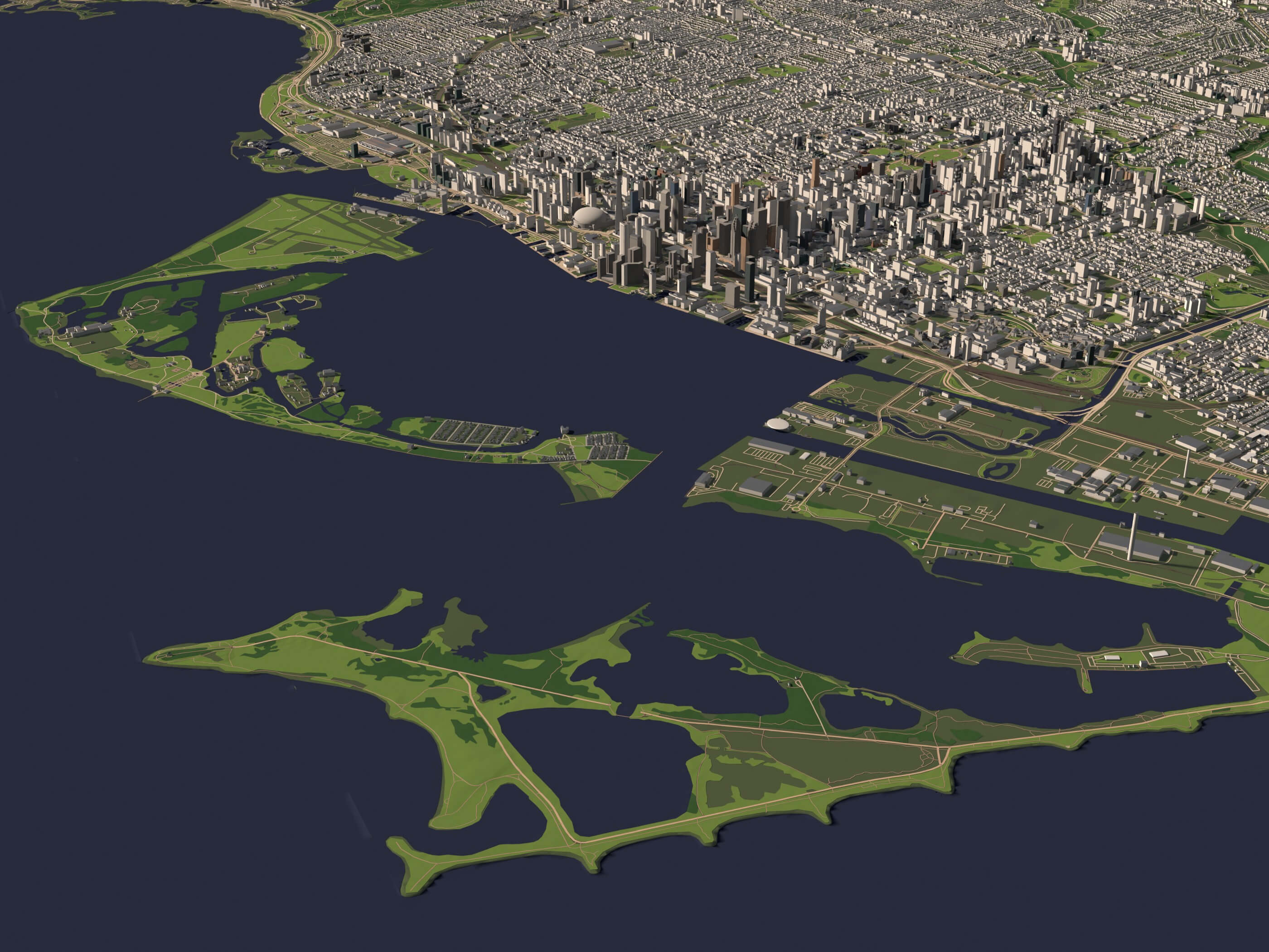 Toronto Canada in 25 km x 25 km - city and urban 3D Model