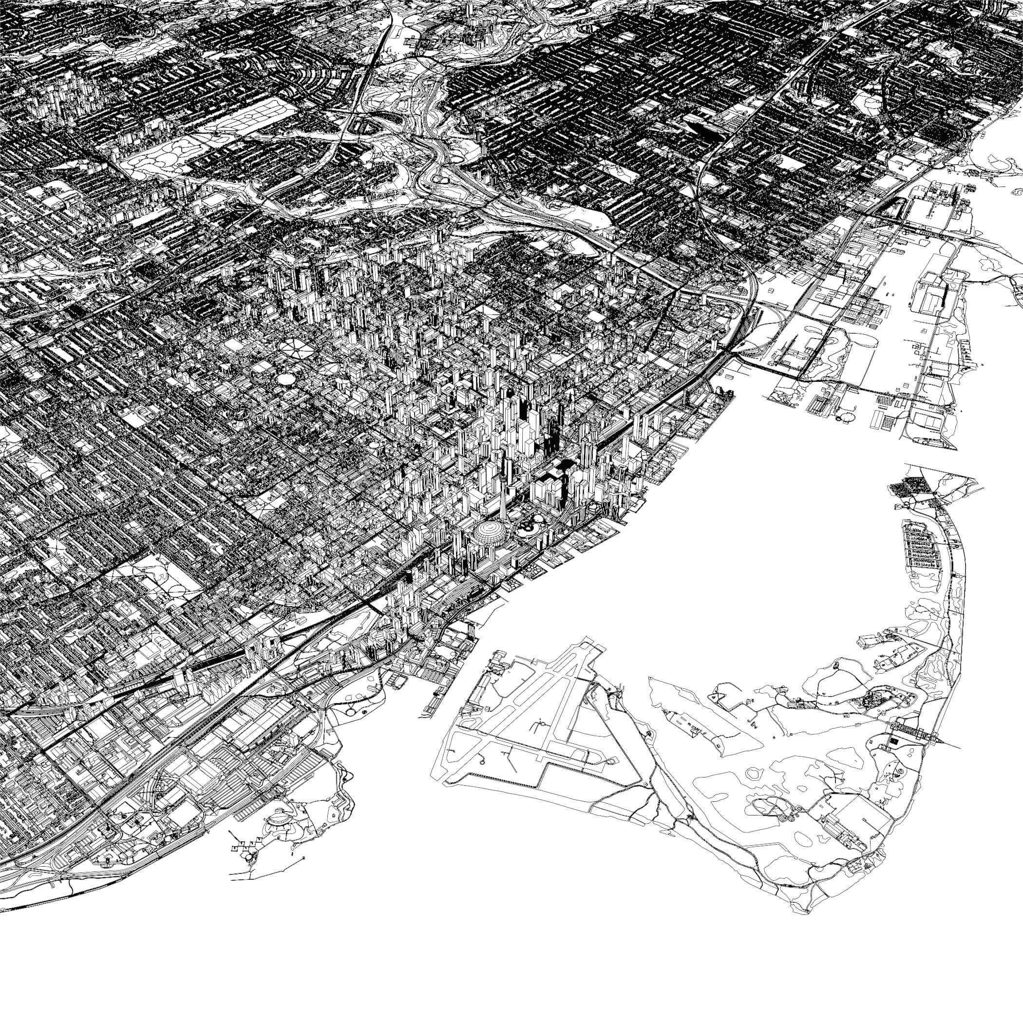 Toronto Canada in 25 km x 25 km - city and urban 3D Model