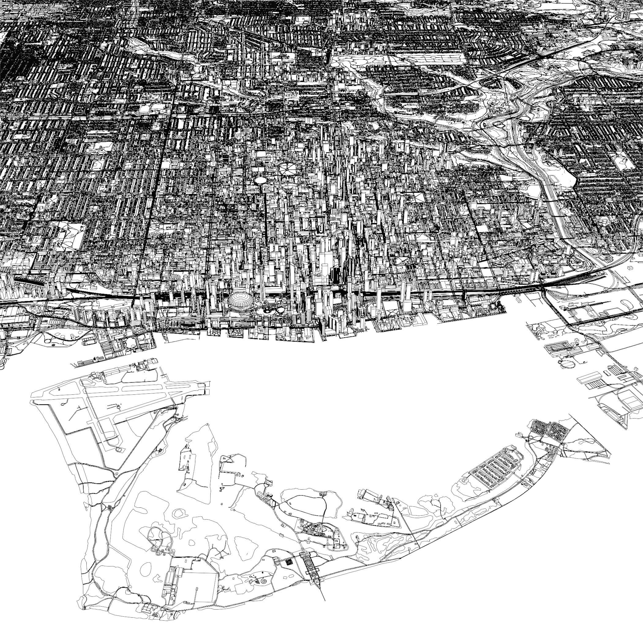 Toronto Canada in 25 km x 25 km - city and urban 3D Model