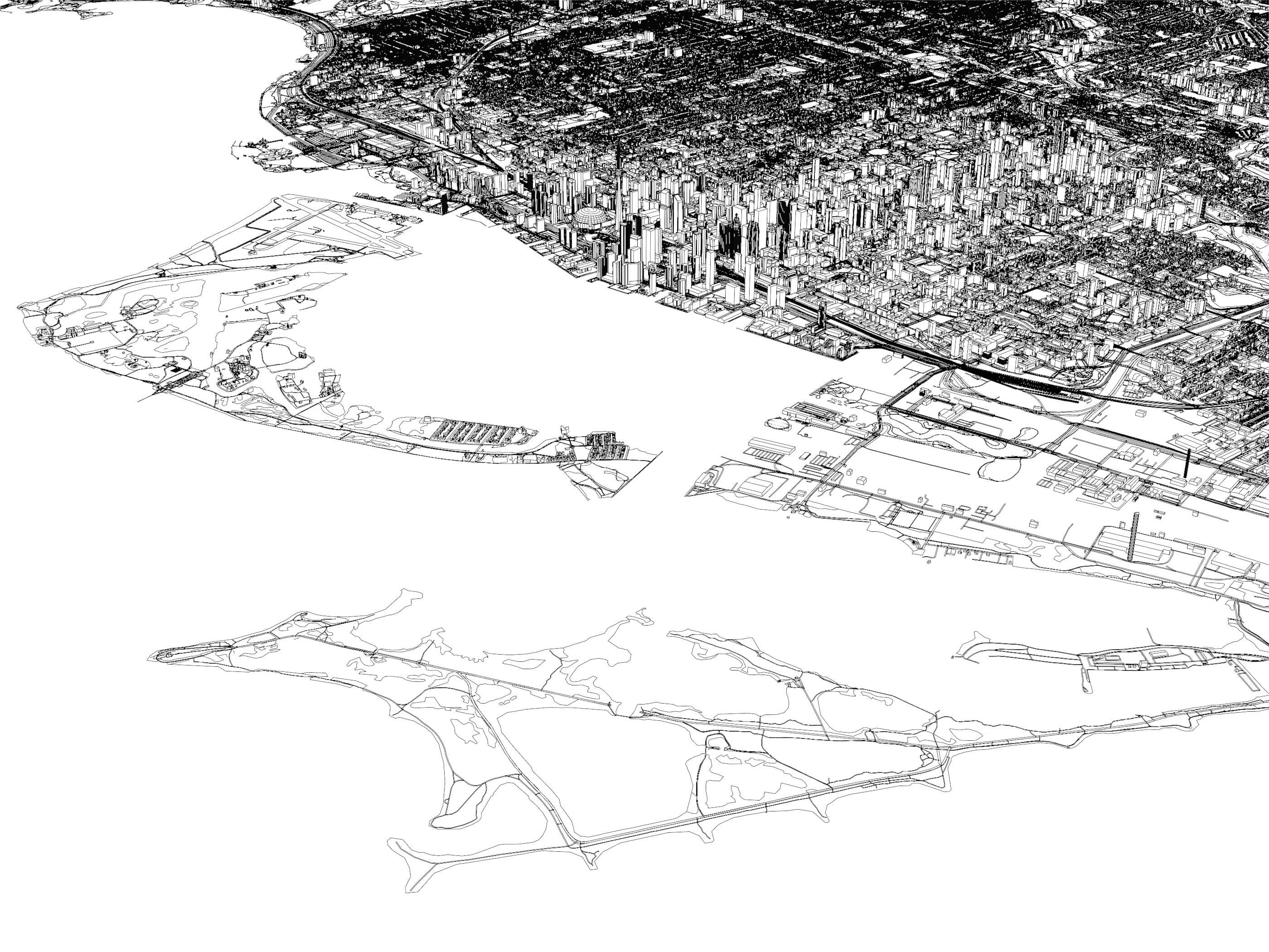 Toronto Canada in 25 km x 25 km - city and urban 3D Model