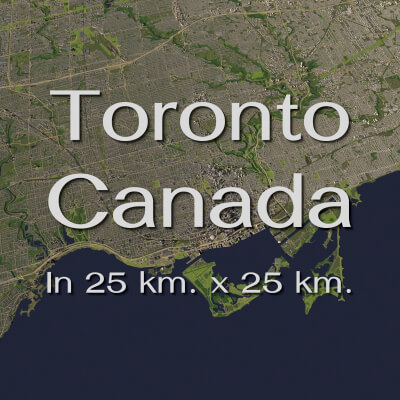 Toronto Canada in 25 km x 25 km - city and urban