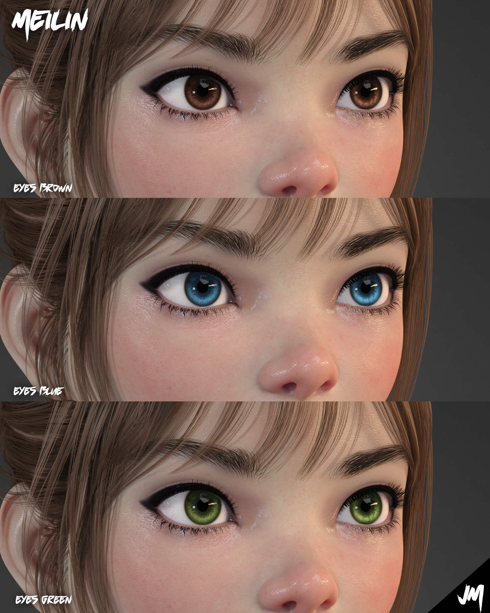 Meilin and Meilin Hair for Genesis 9 Release 3D Render, Digital Artwork by JOXIMOON