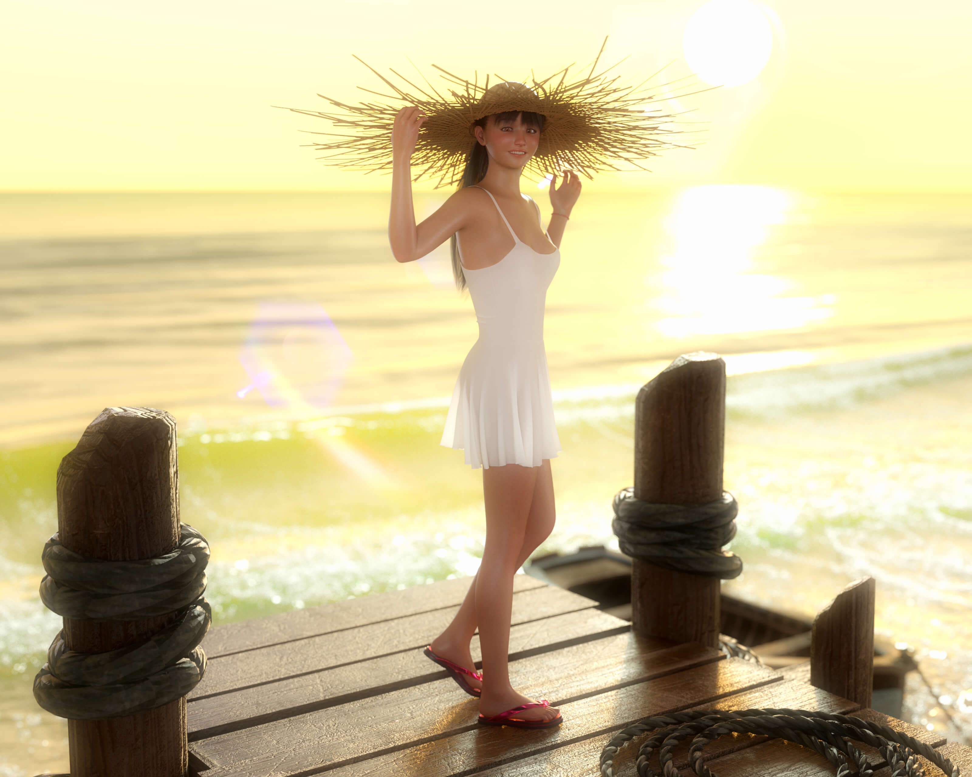 End of Summer Sunset 3D Render, Digital Artwork by Jugular