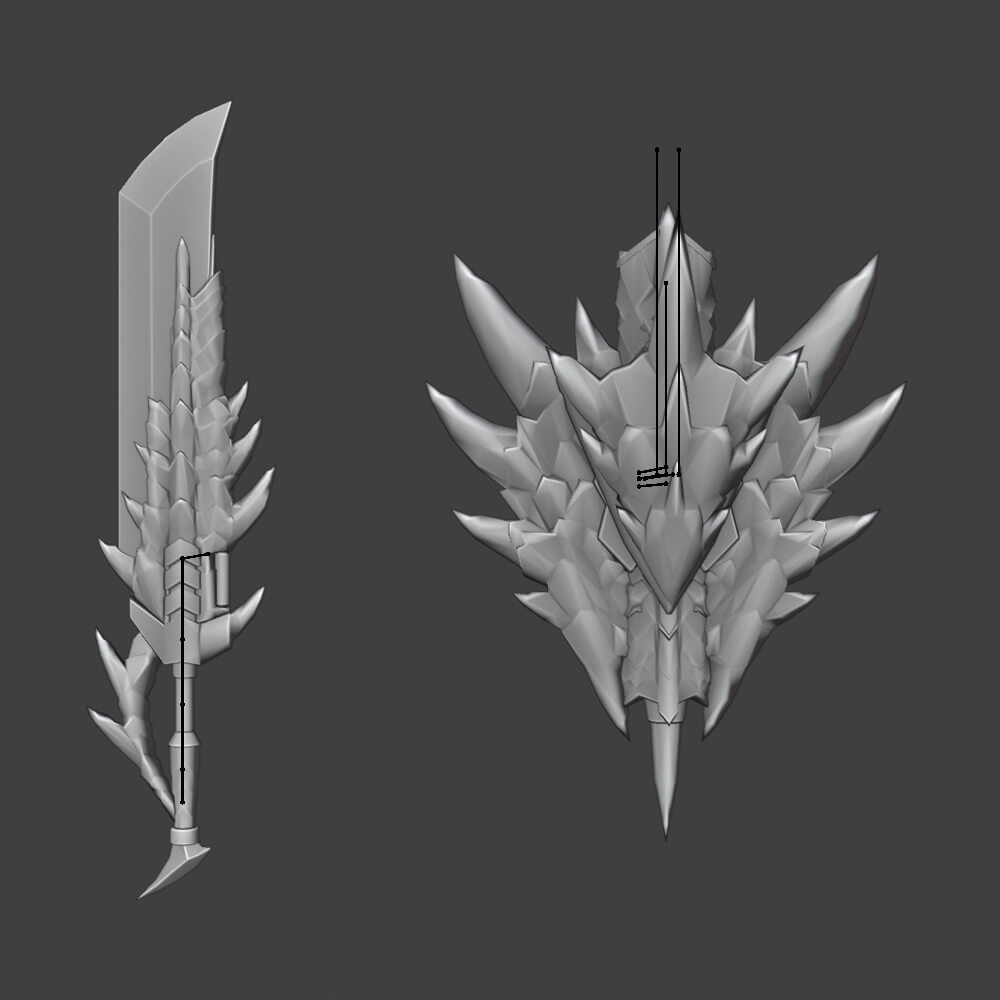 Hellsire Blade - Monster Hunter World 3D Model