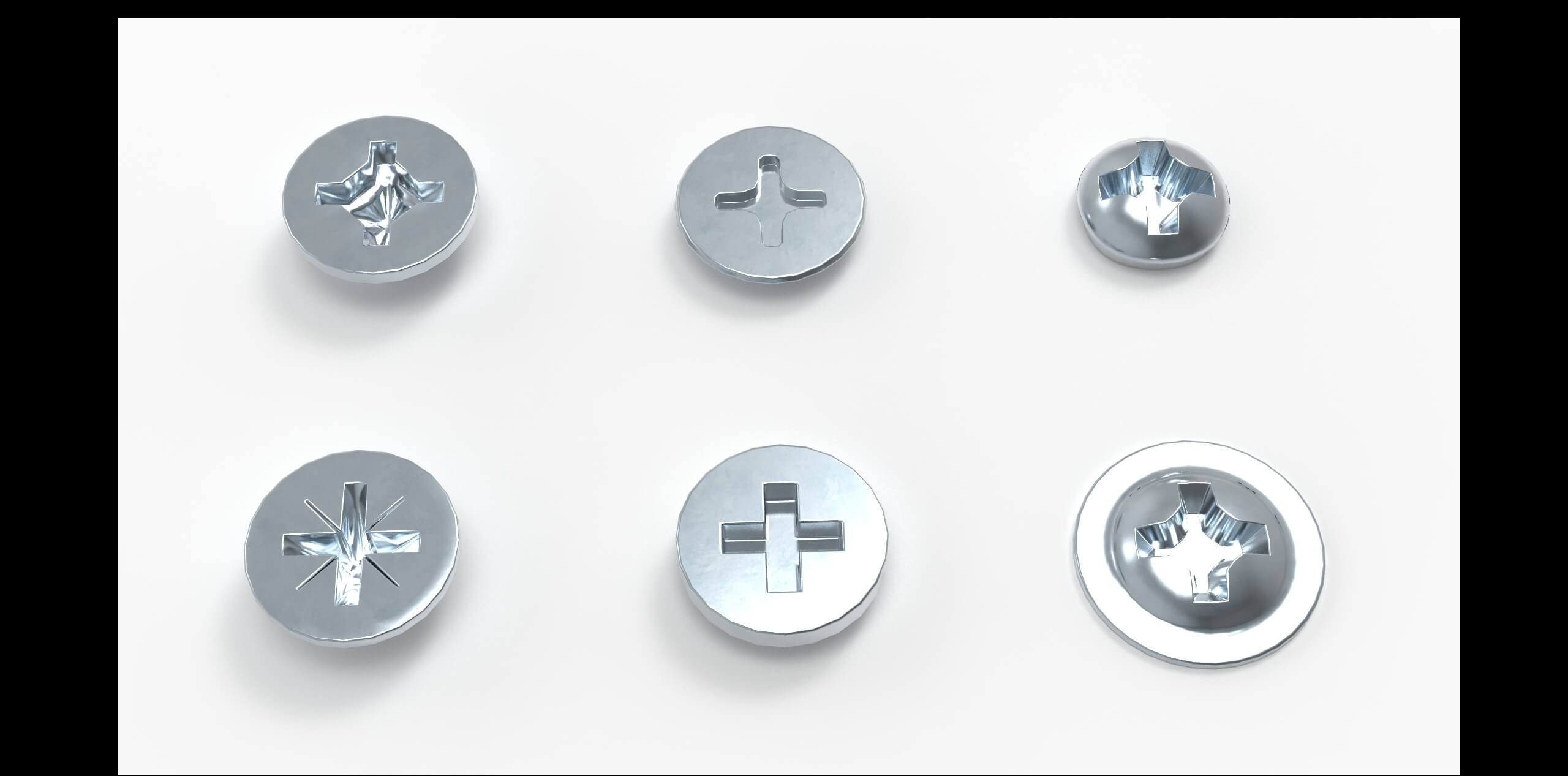 X Screw Head Pack 6 3D Model