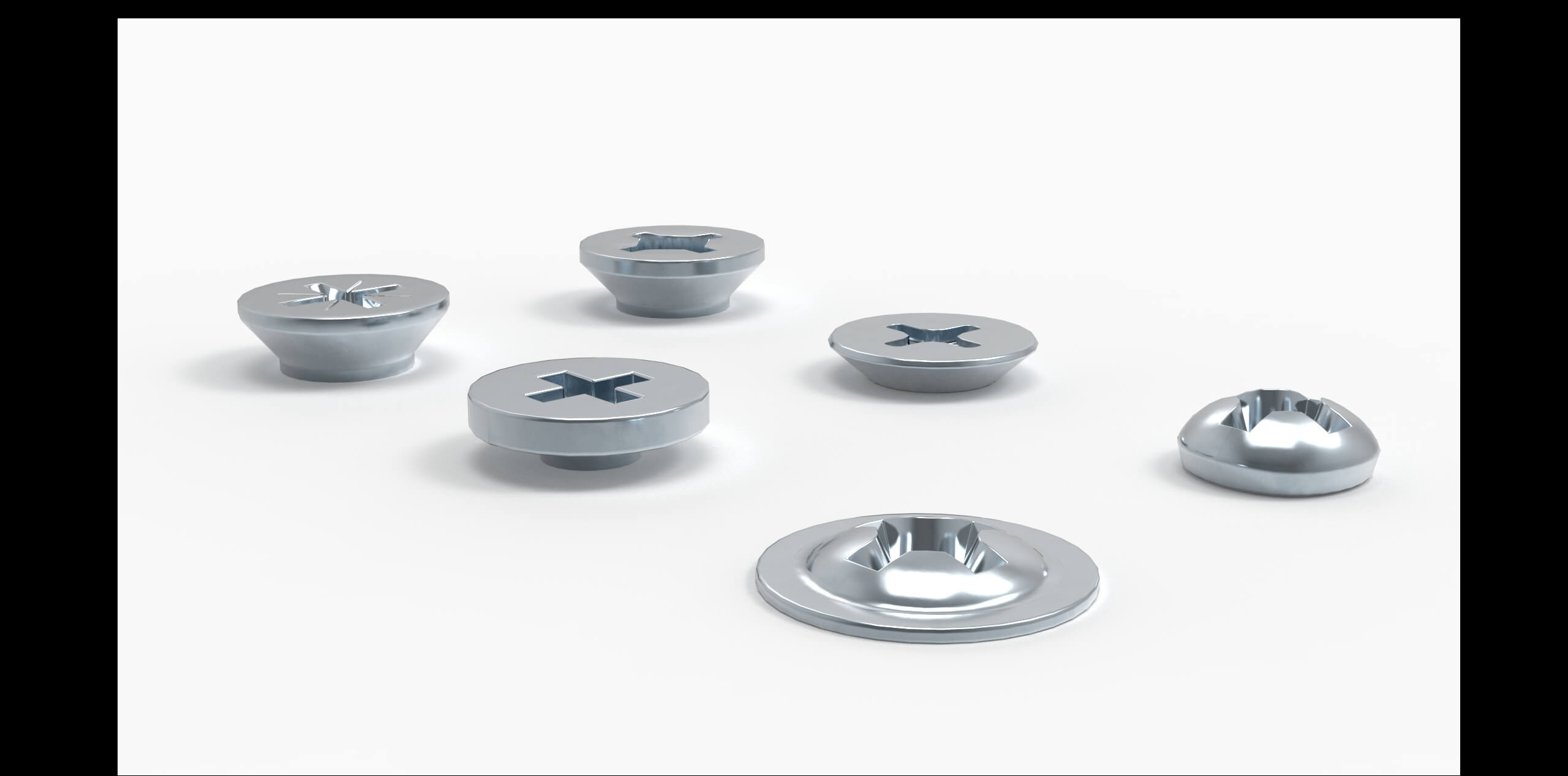 X Screw Head Pack 6 3D Model