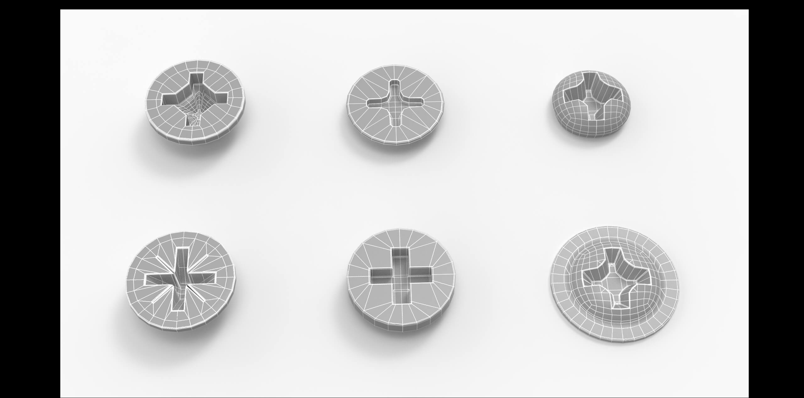 X Screw Head Pack 6 3D Model