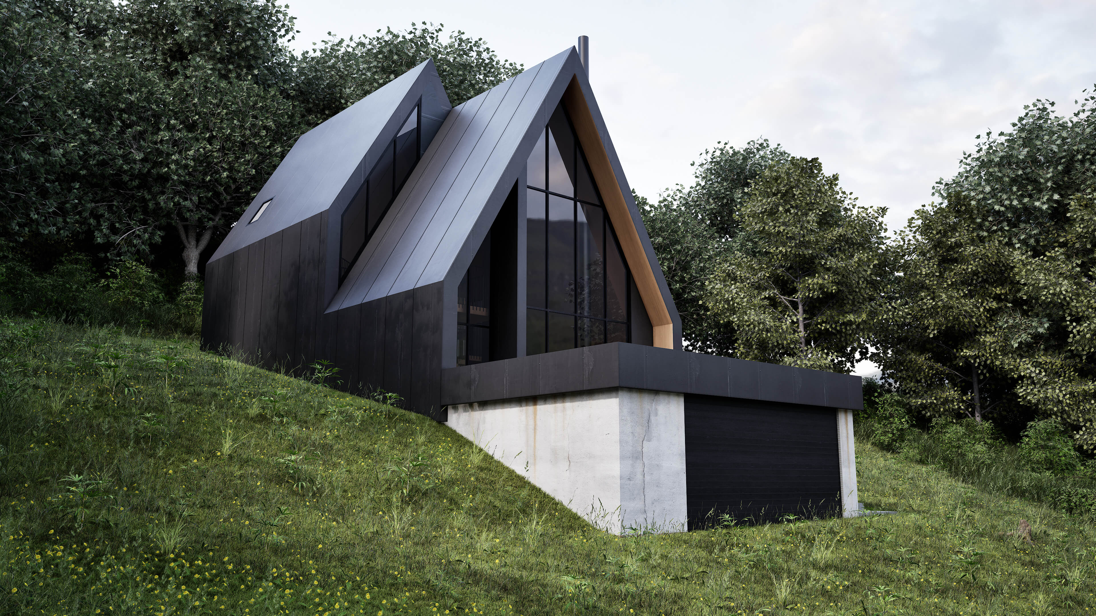 Archviz - A-Frame Villa 3D Render, Digital Artwork by Justine