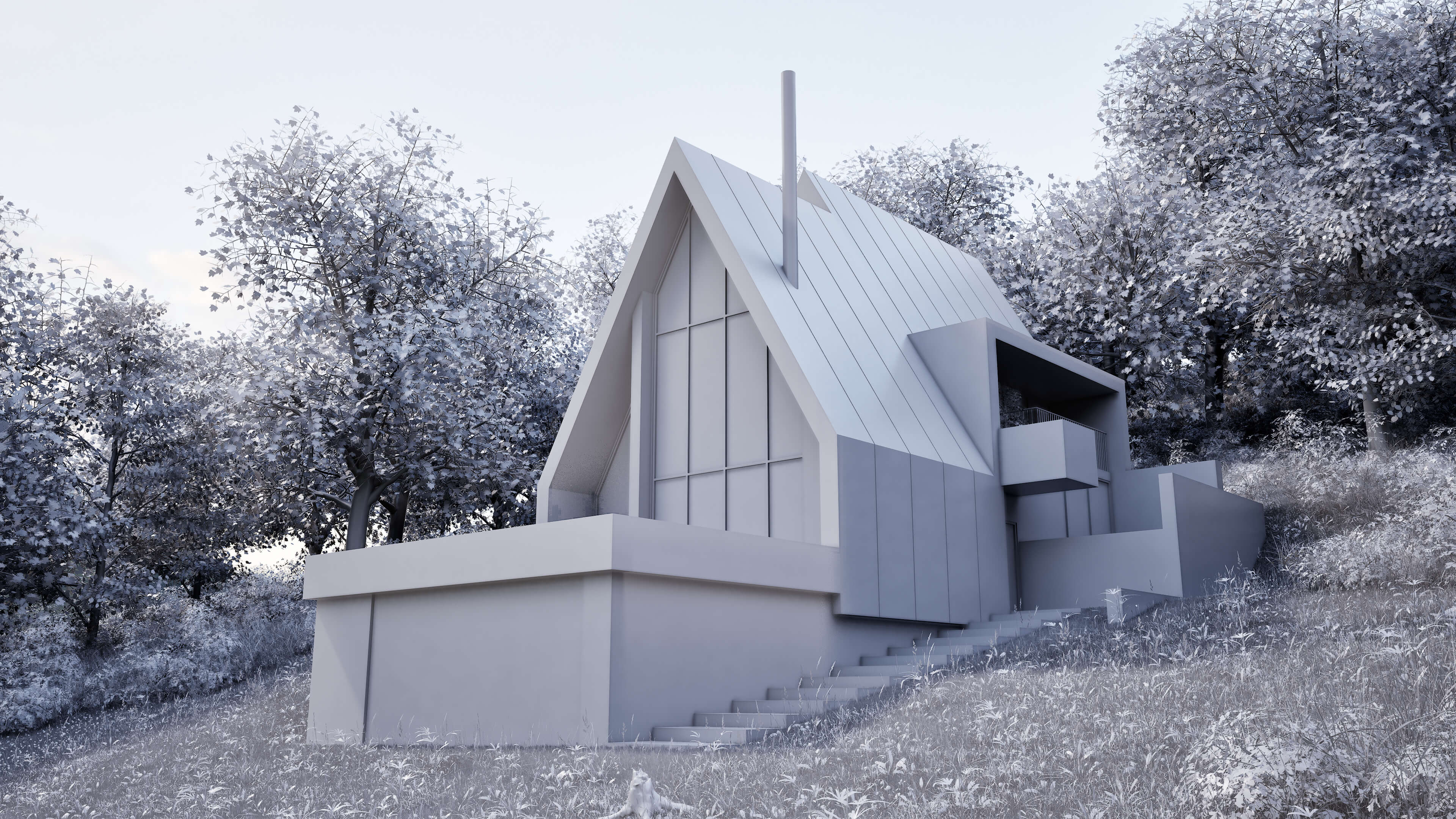 Archviz - A-Frame Villa 3D Render, Digital Artwork by Justine