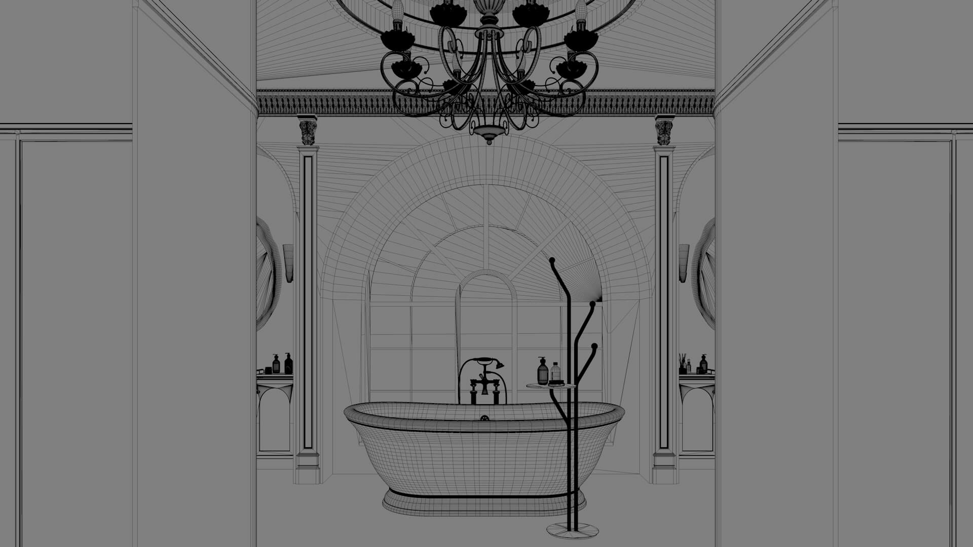 Luxury Classical Bathroom Interior 3D Model