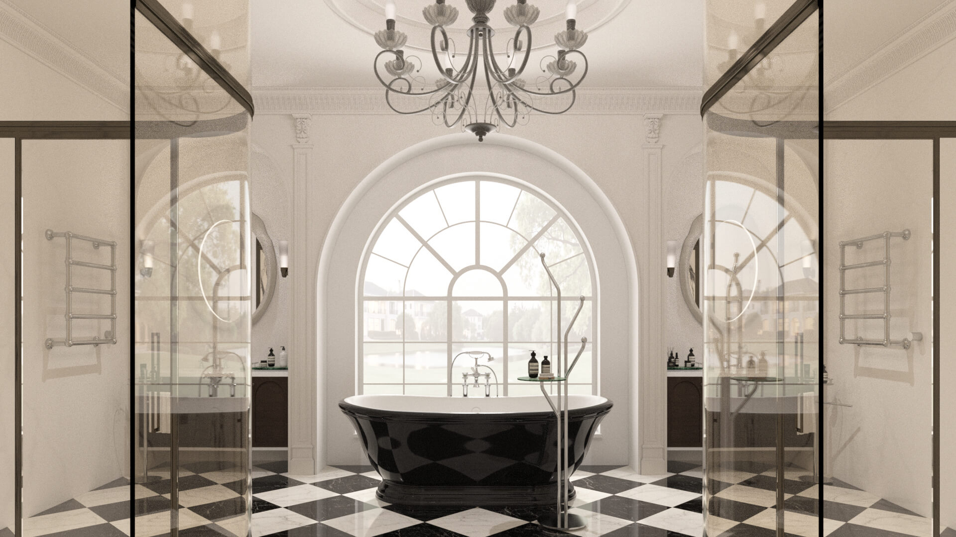 Luxury Classical Bathroom Interior 3D Model