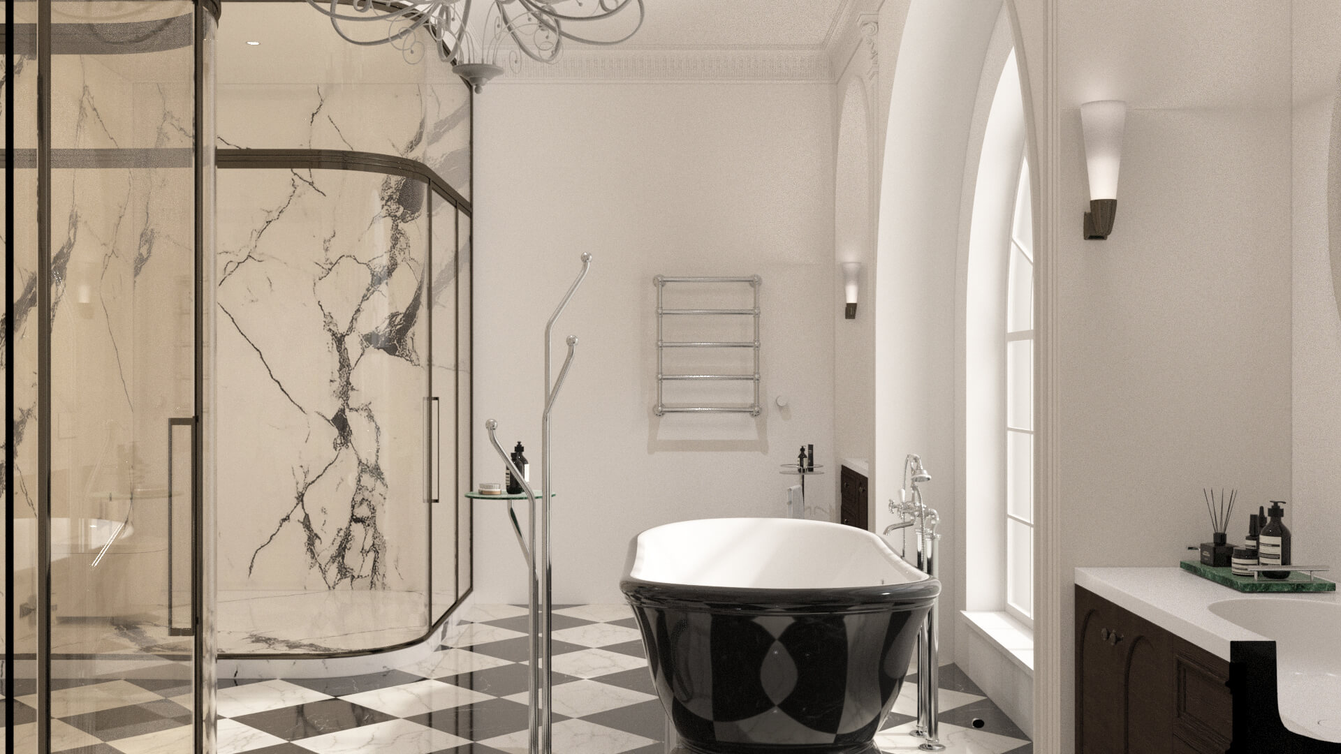 Luxury Classical Bathroom Interior 3D Model