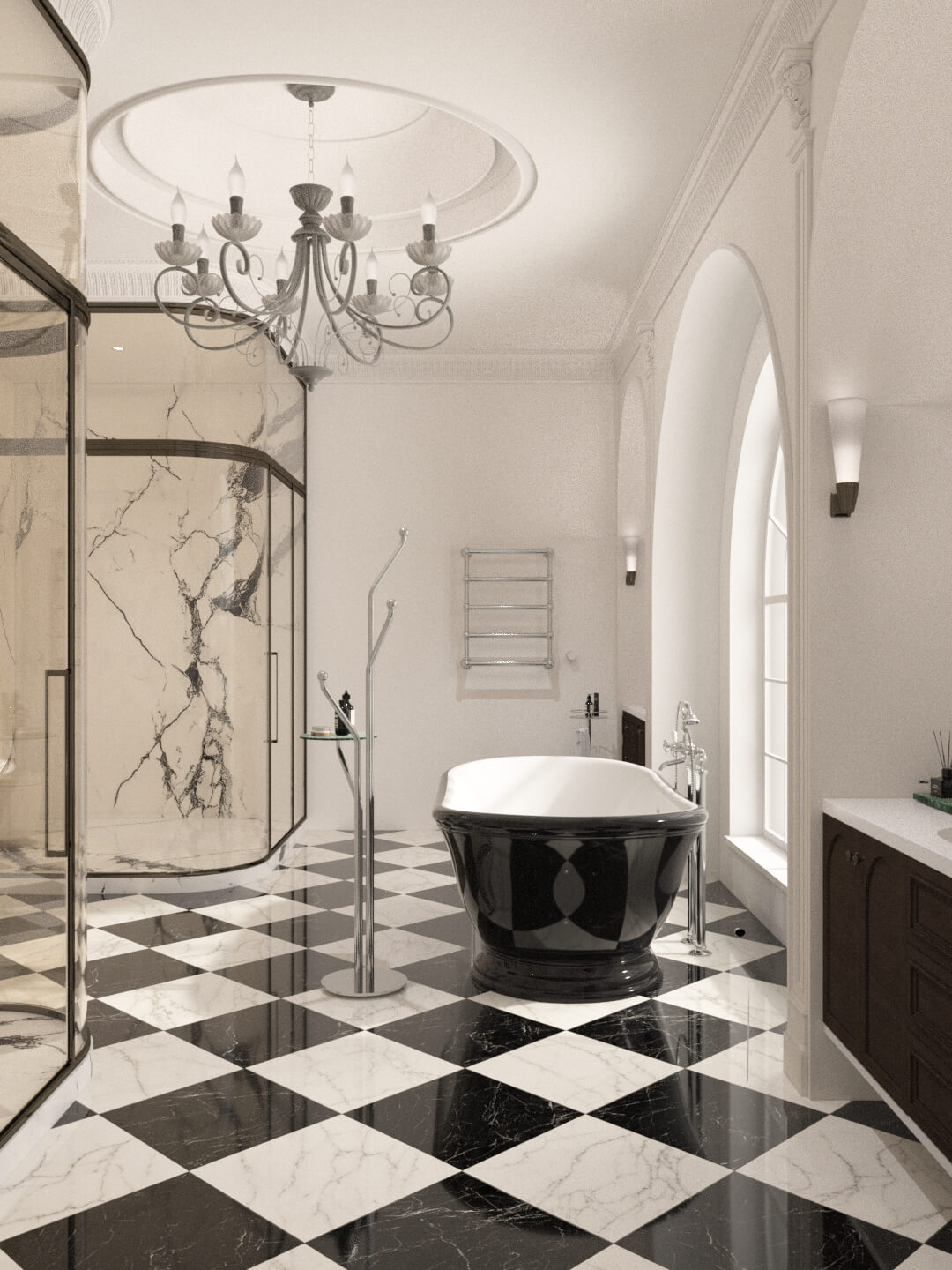 Luxury Classical Bathroom Interior 3D Model