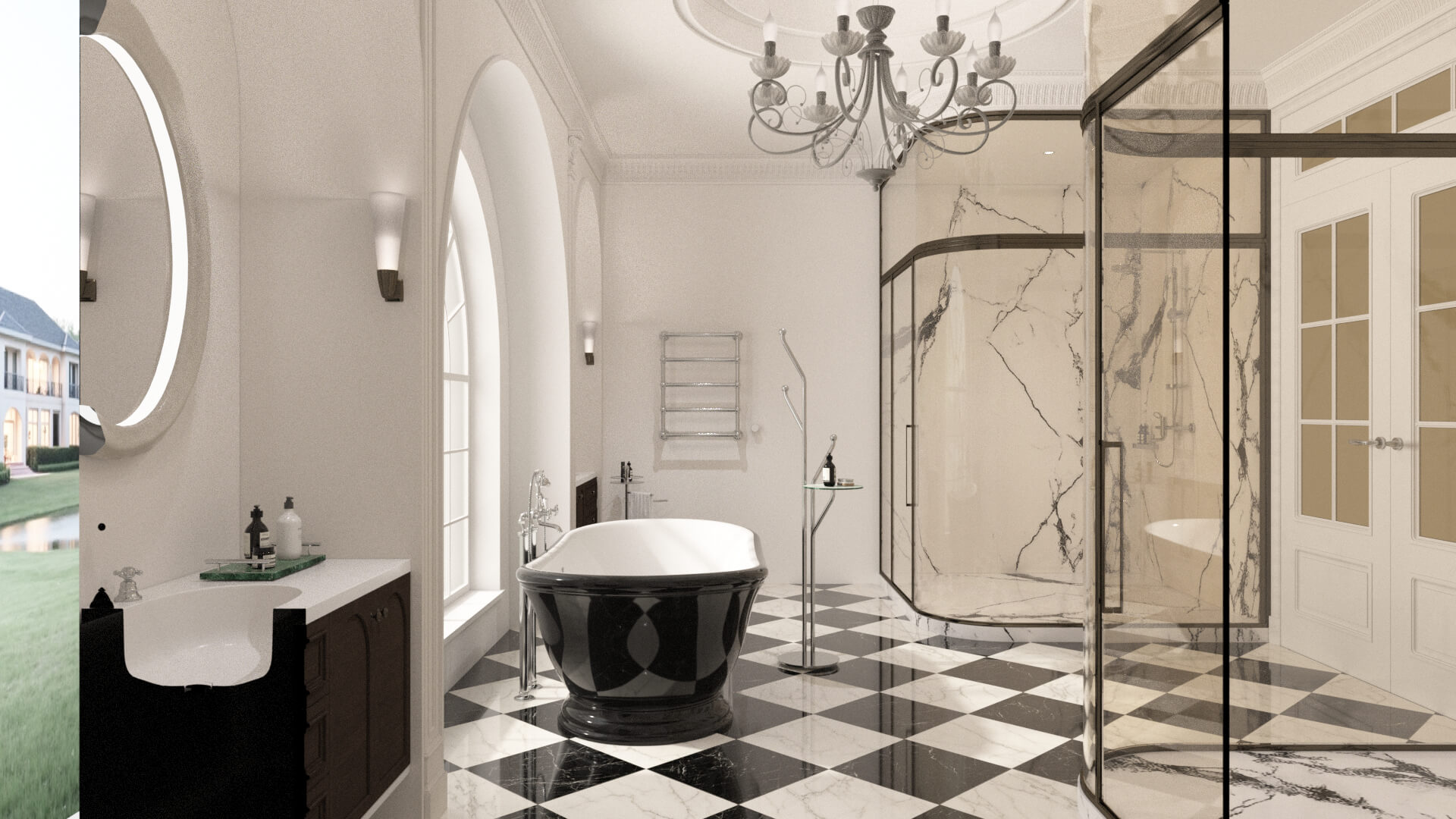 Luxury Classical Bathroom Interior 3D Model