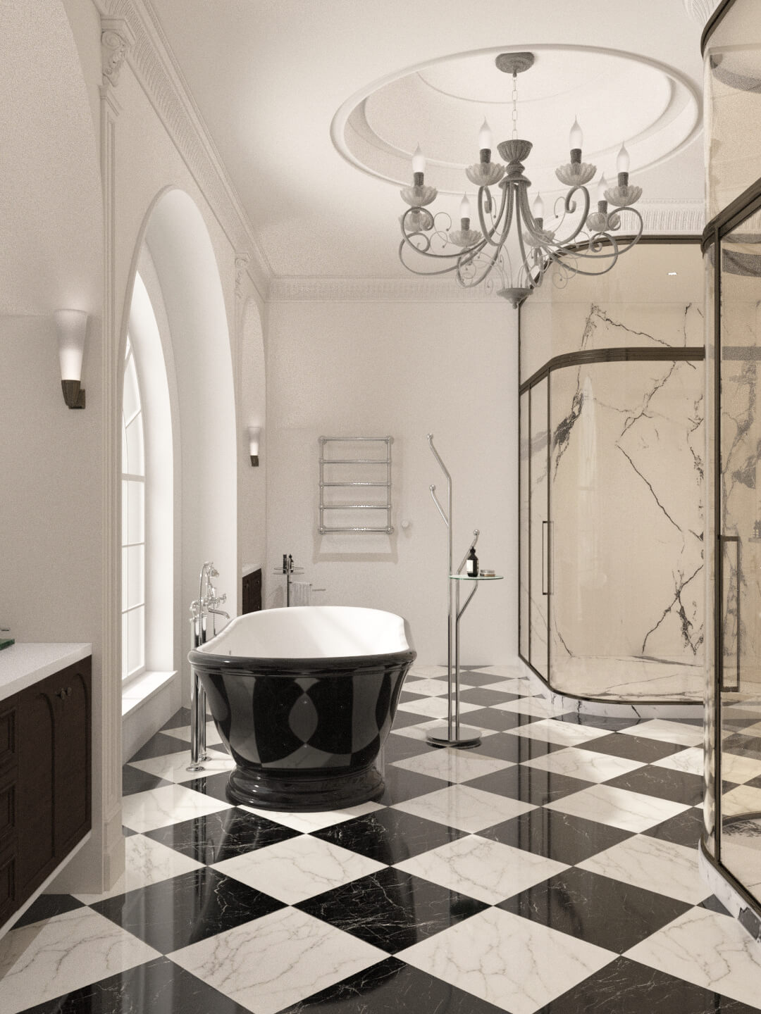 Luxury Classical Bathroom Interior 3D Model