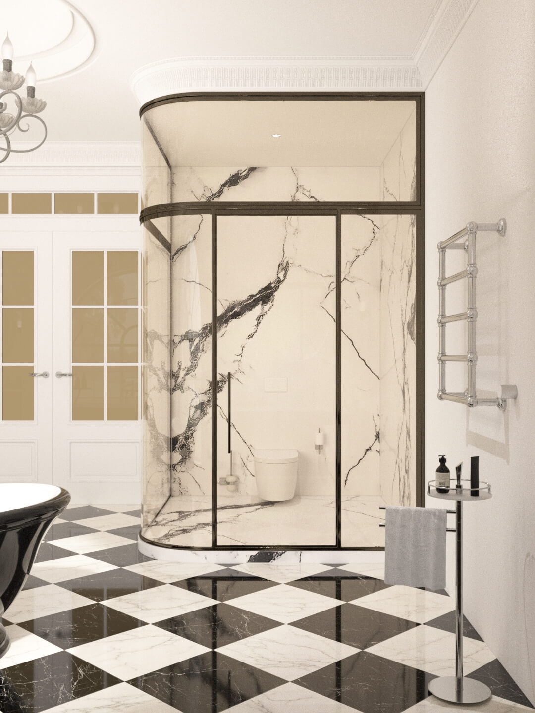 Luxury Classical Bathroom Interior 3D Model