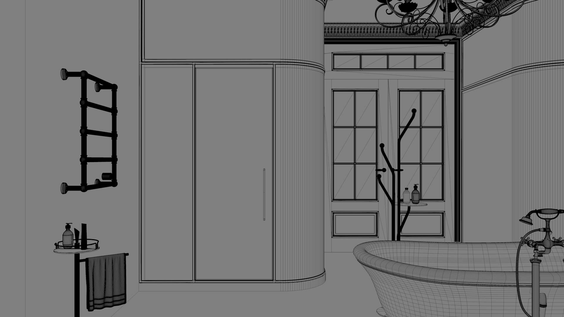 Luxury Classical Bathroom Interior 3D Model