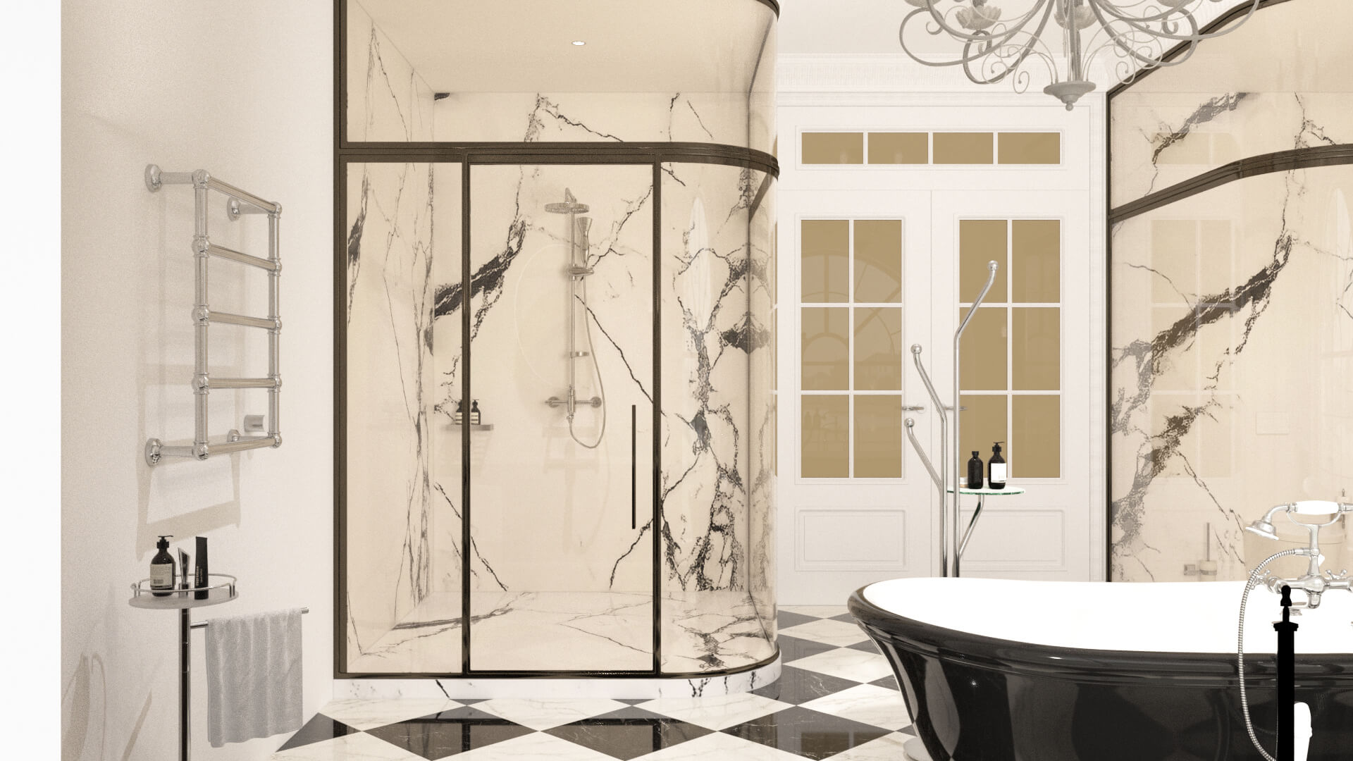 Luxury Classical Bathroom Interior 3D Model