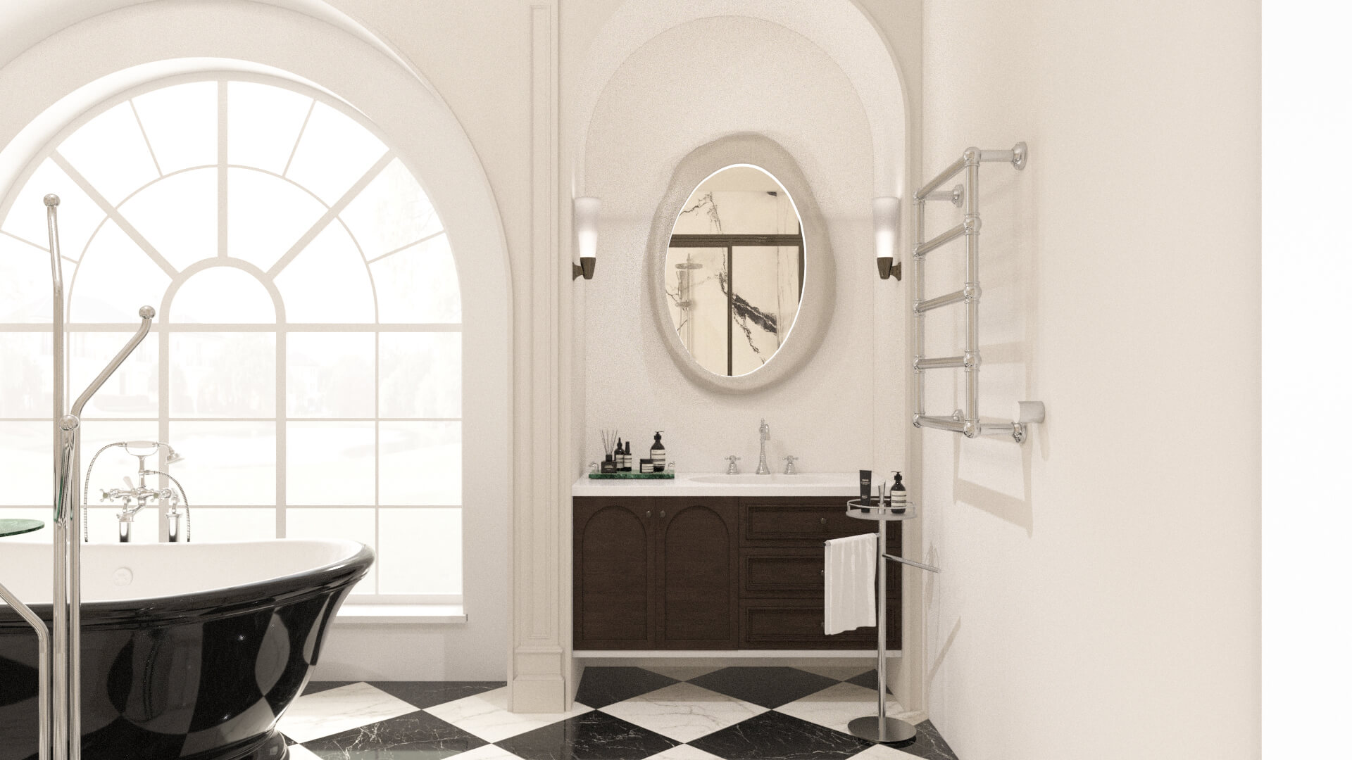 Luxury Classical Bathroom Interior 3D Model