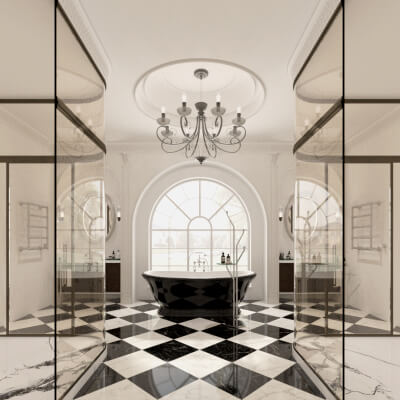 Luxury Classical Bathroom Interior 3D Model