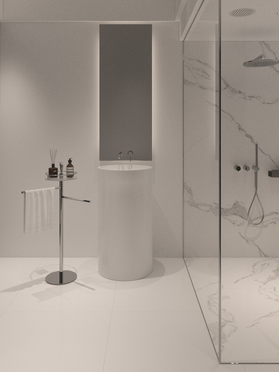 Luxury Modern Marble Bathroom Interior 3D Model 3D Model