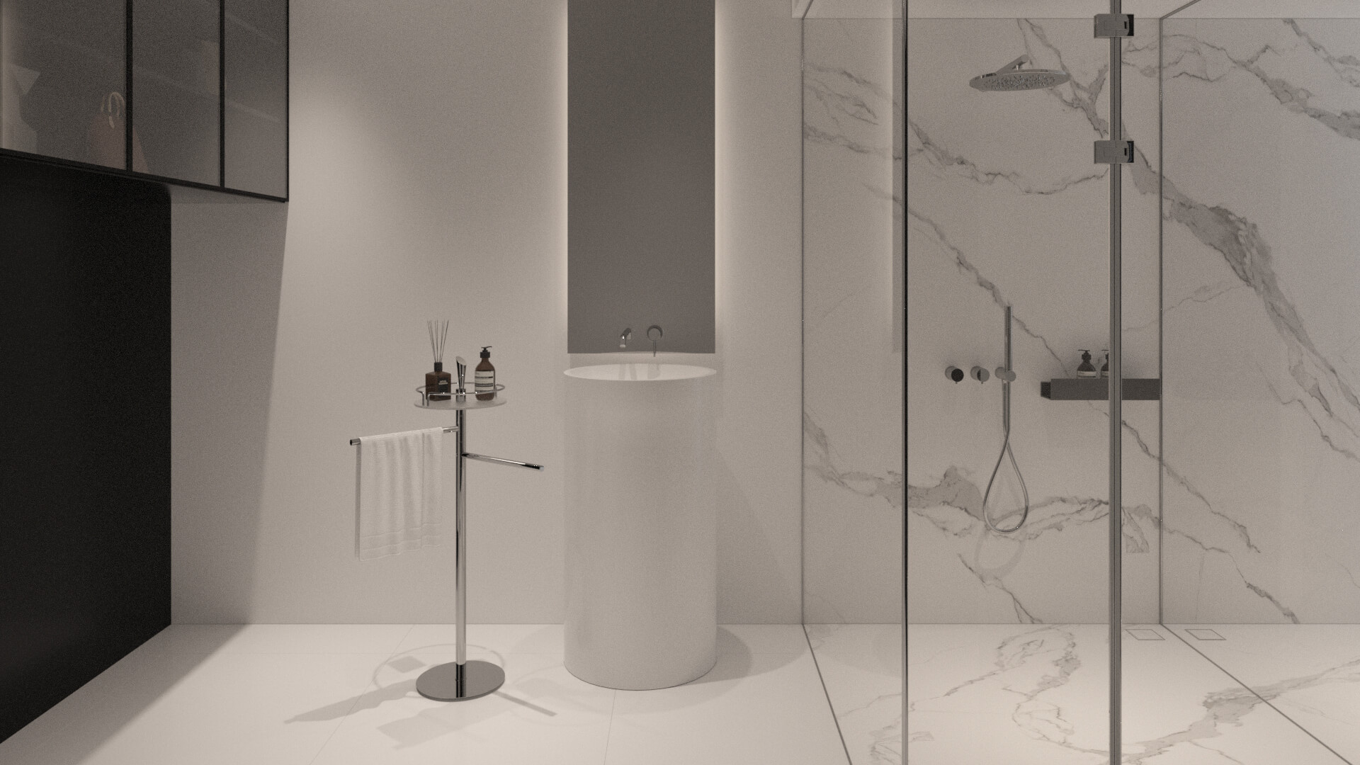 Luxury Modern Marble Bathroom Interior 3D Model 3D Model