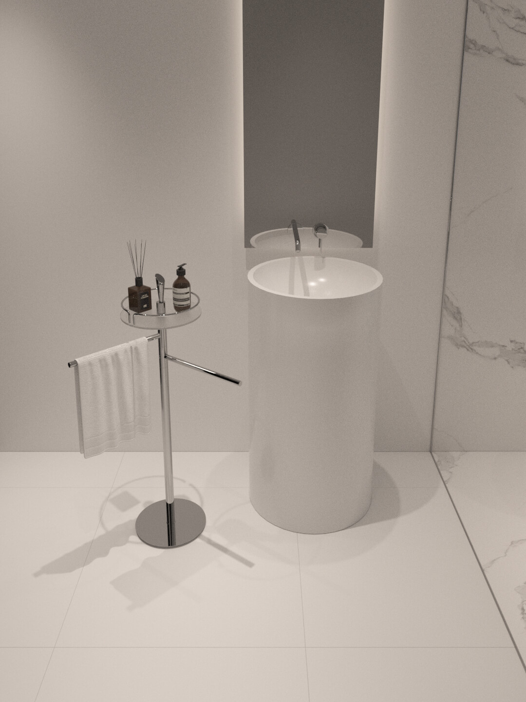 Luxury Modern Marble Bathroom Interior 3D Model 3D Model