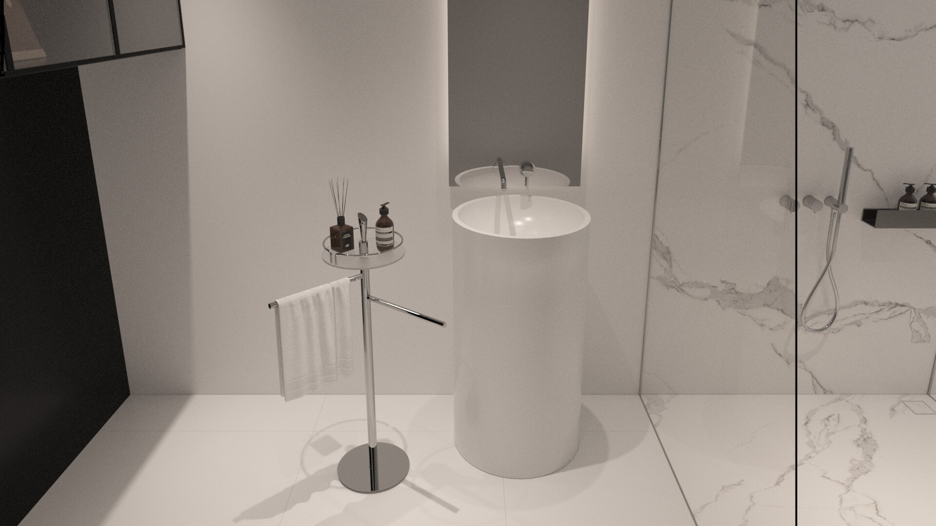 Luxury Modern Marble Bathroom Interior 3D Model 3D Model