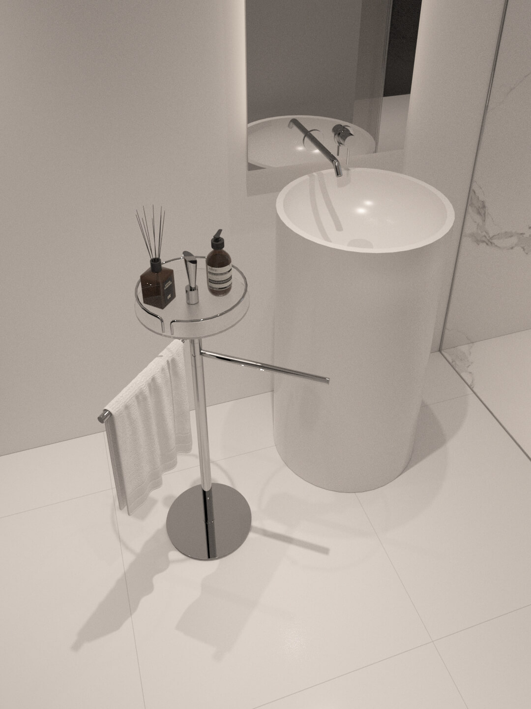 Luxury Modern Marble Bathroom Interior 3D Model 3D Model