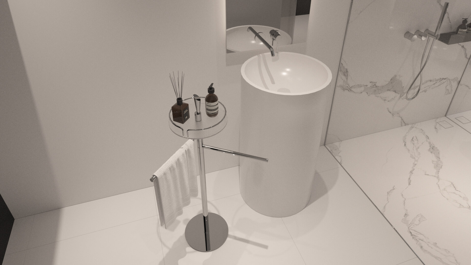 Luxury Modern Marble Bathroom Interior 3D Model 3D Model