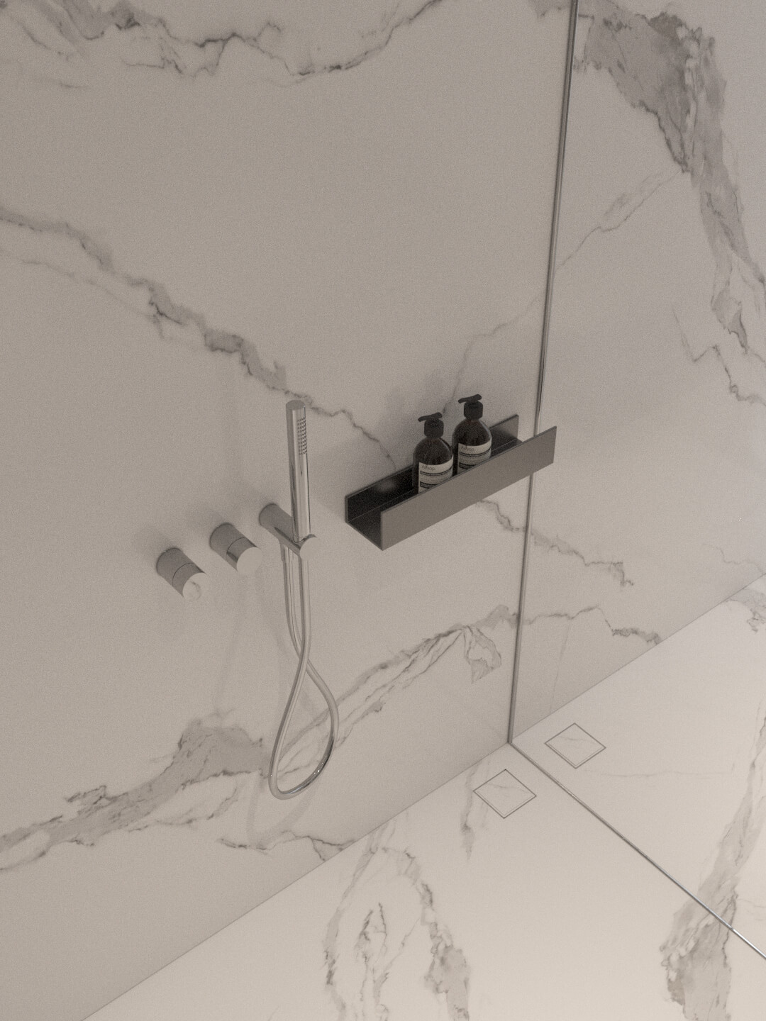 Luxury Modern Marble Bathroom Interior 3D Model 3D Model