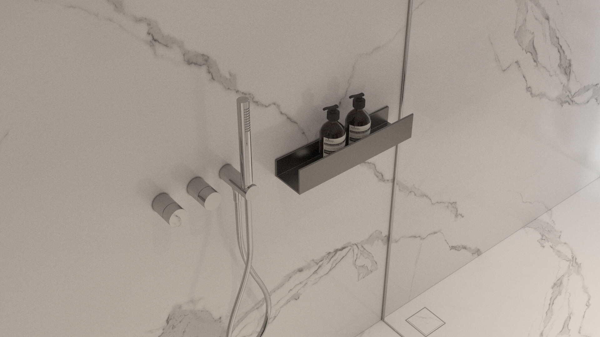 Luxury Modern Marble Bathroom Interior 3D Model 3D Model