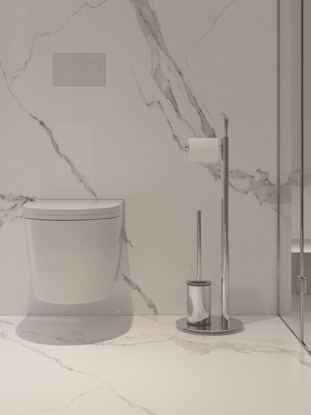 Luxury Modern Marble Bathroom Interior 3D Model 3D Model