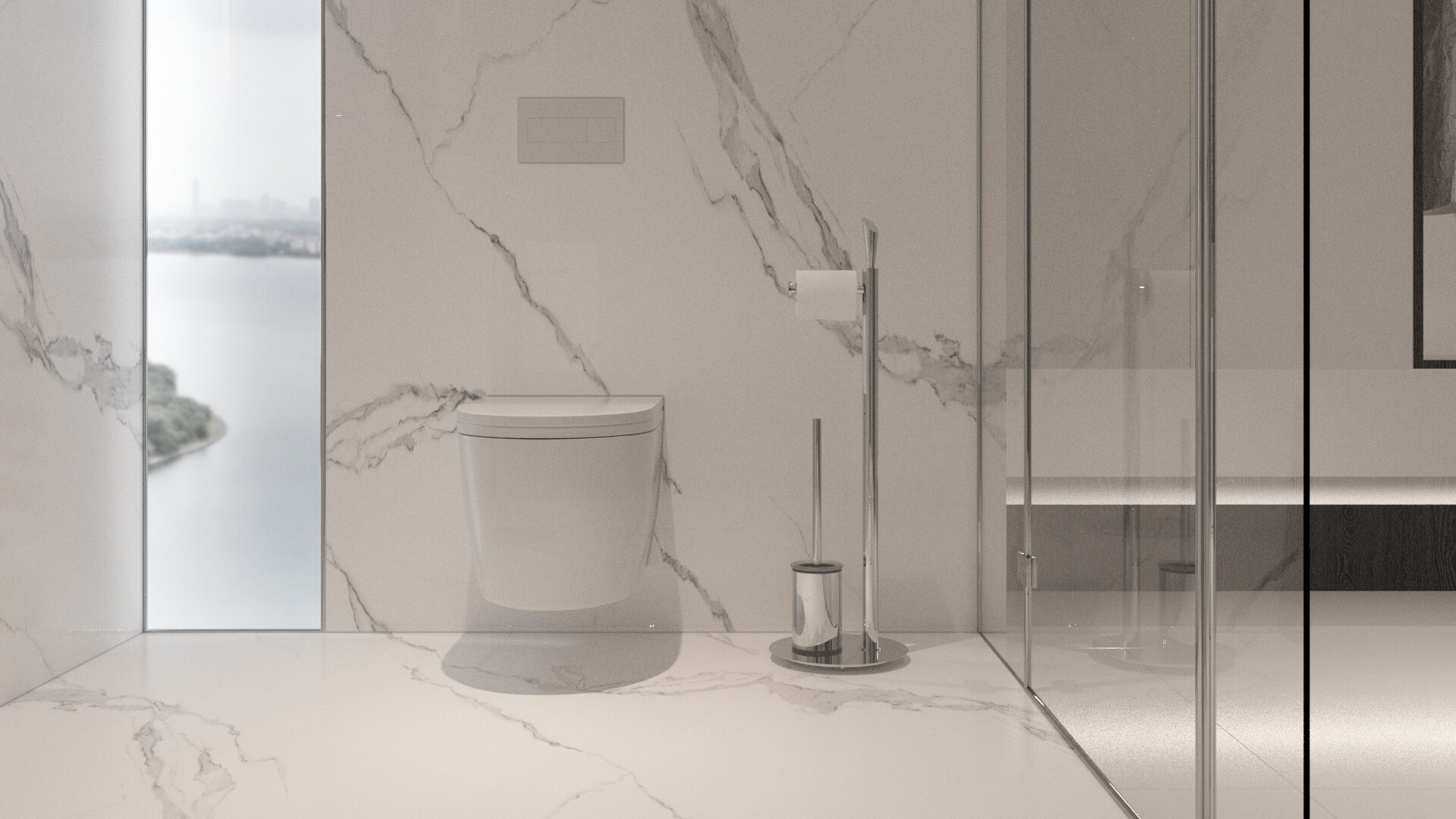Luxury Modern Marble Bathroom Interior 3D Model 3D Model