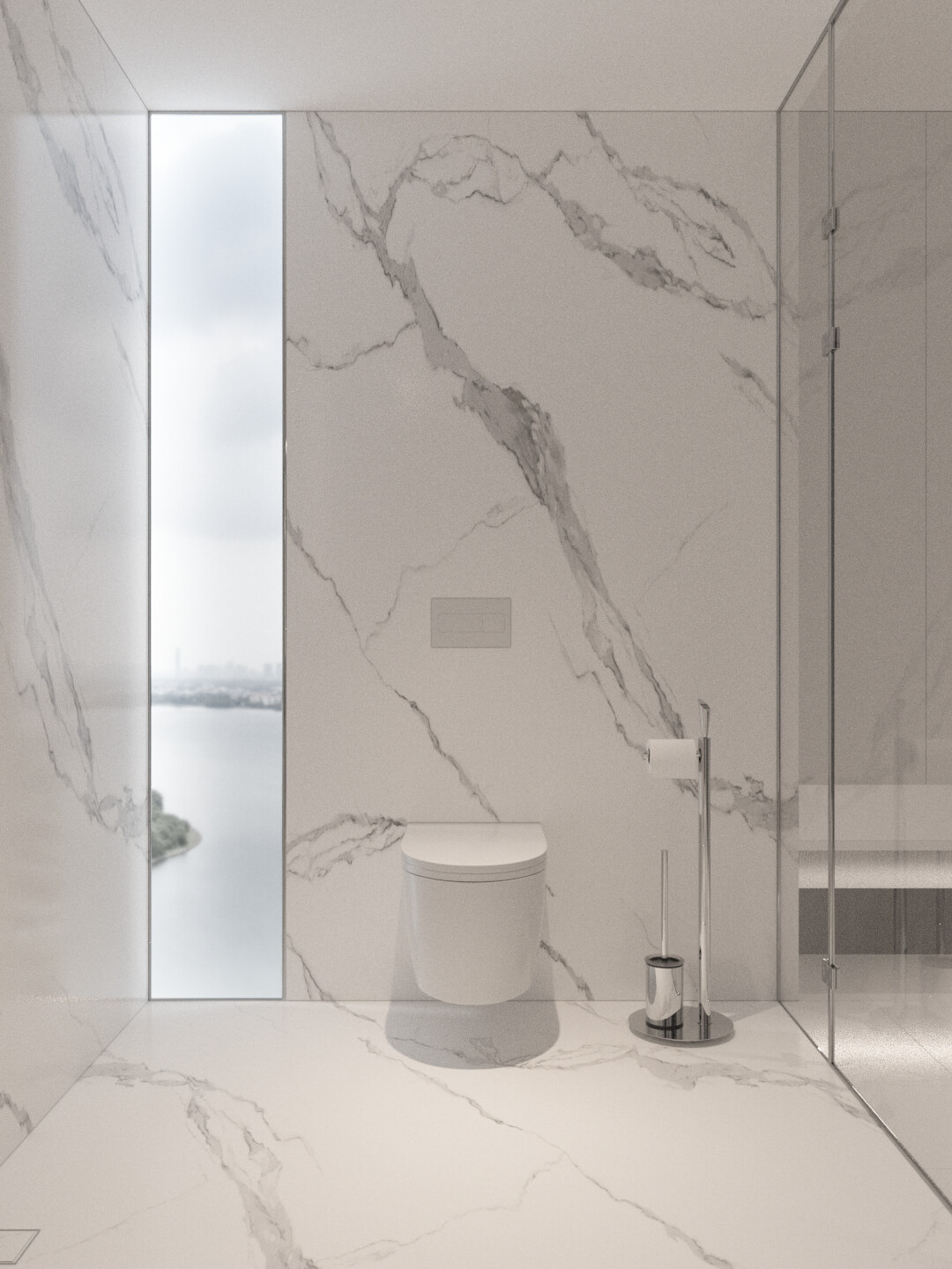 Luxury Modern Marble Bathroom Interior 3D Model 3D Model