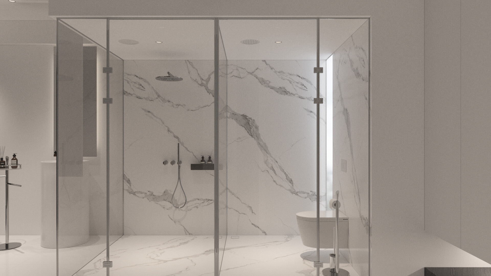 Luxury Modern Marble Bathroom Interior 3D Model 3D Model