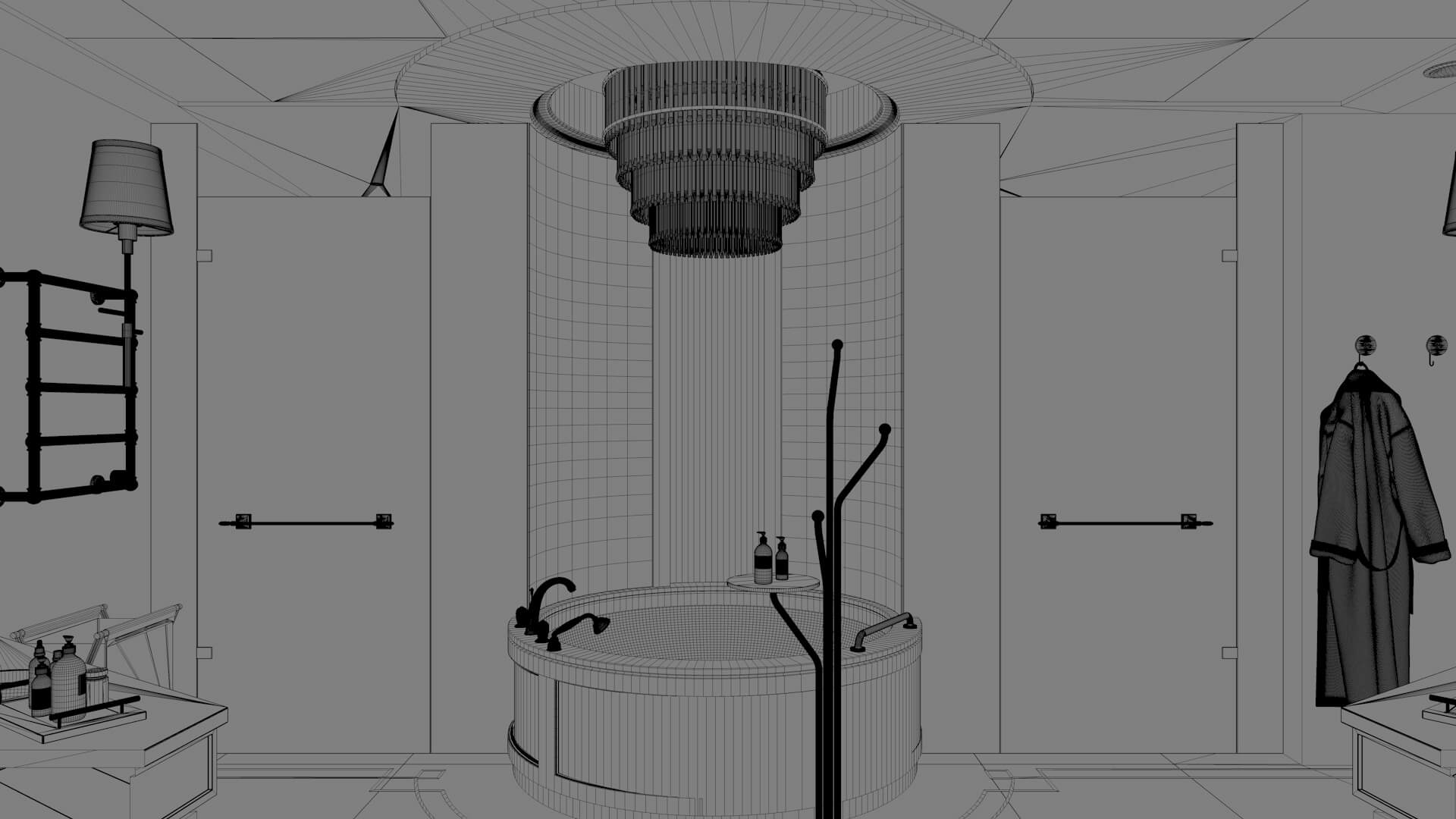 Luxury Modern Marble Bathroom Interior 3D Model with Freesta 3D Model