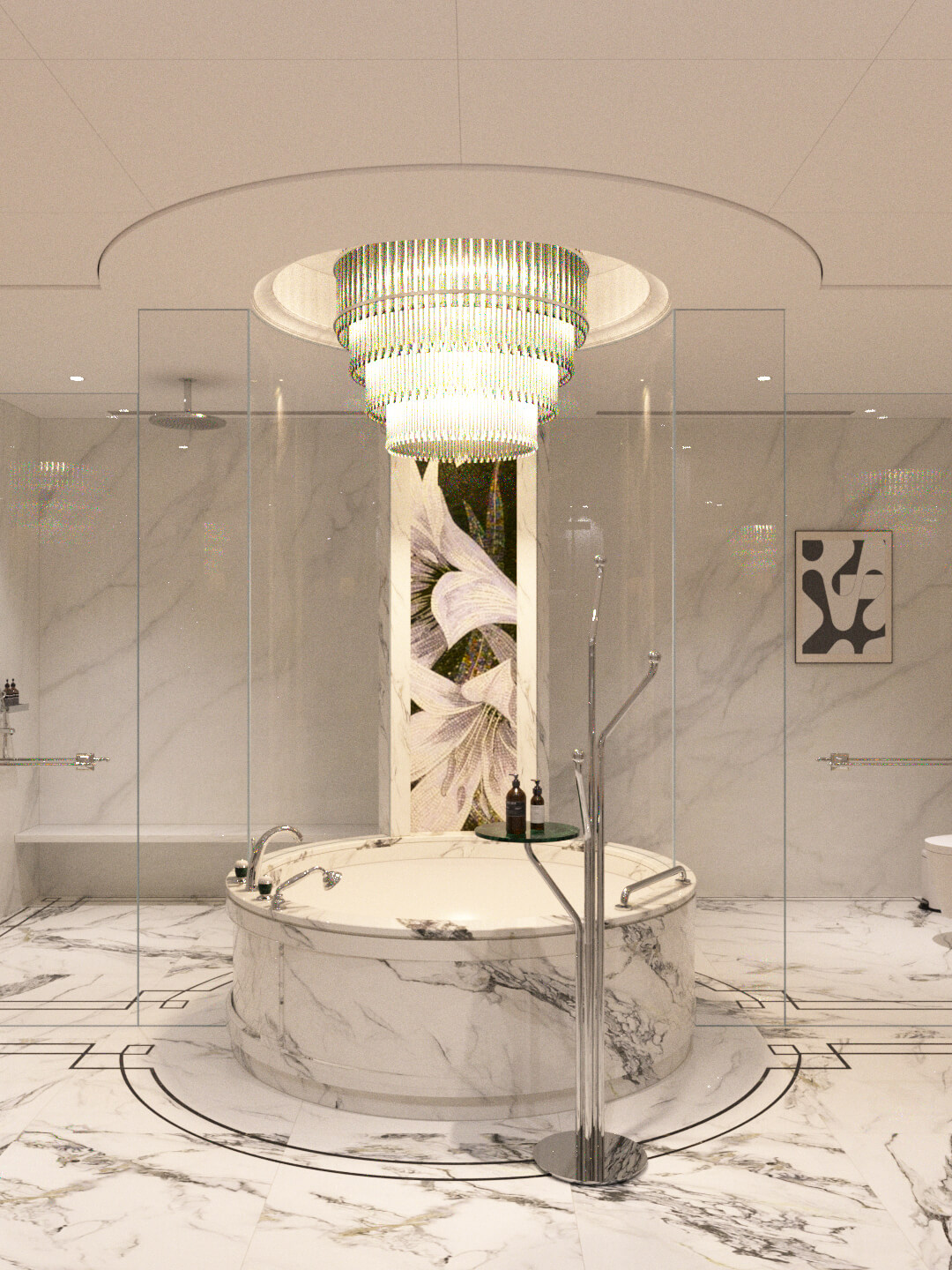 Luxury Modern Marble Bathroom Interior 3D Model with Freesta 3D Model