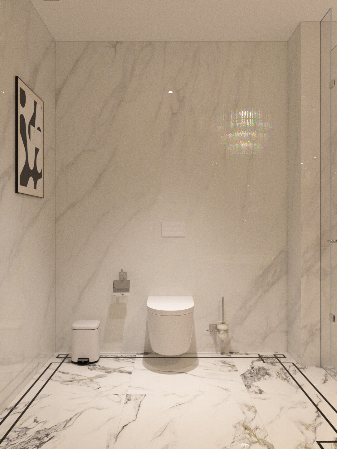Luxury Modern Marble Bathroom Interior 3D Model with Freesta 3D Model