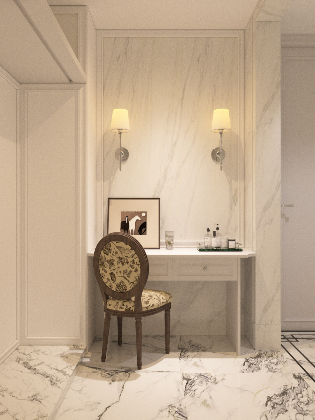 Luxury Modern Marble Bathroom Interior 3D Model with Freesta 3D Model
