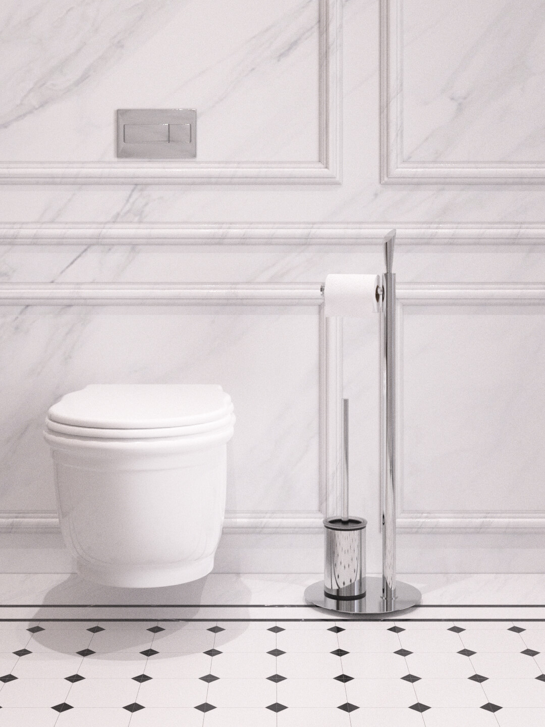 Luxury Neoclassical Bathroom with Freestanding Bathtub 3D Model