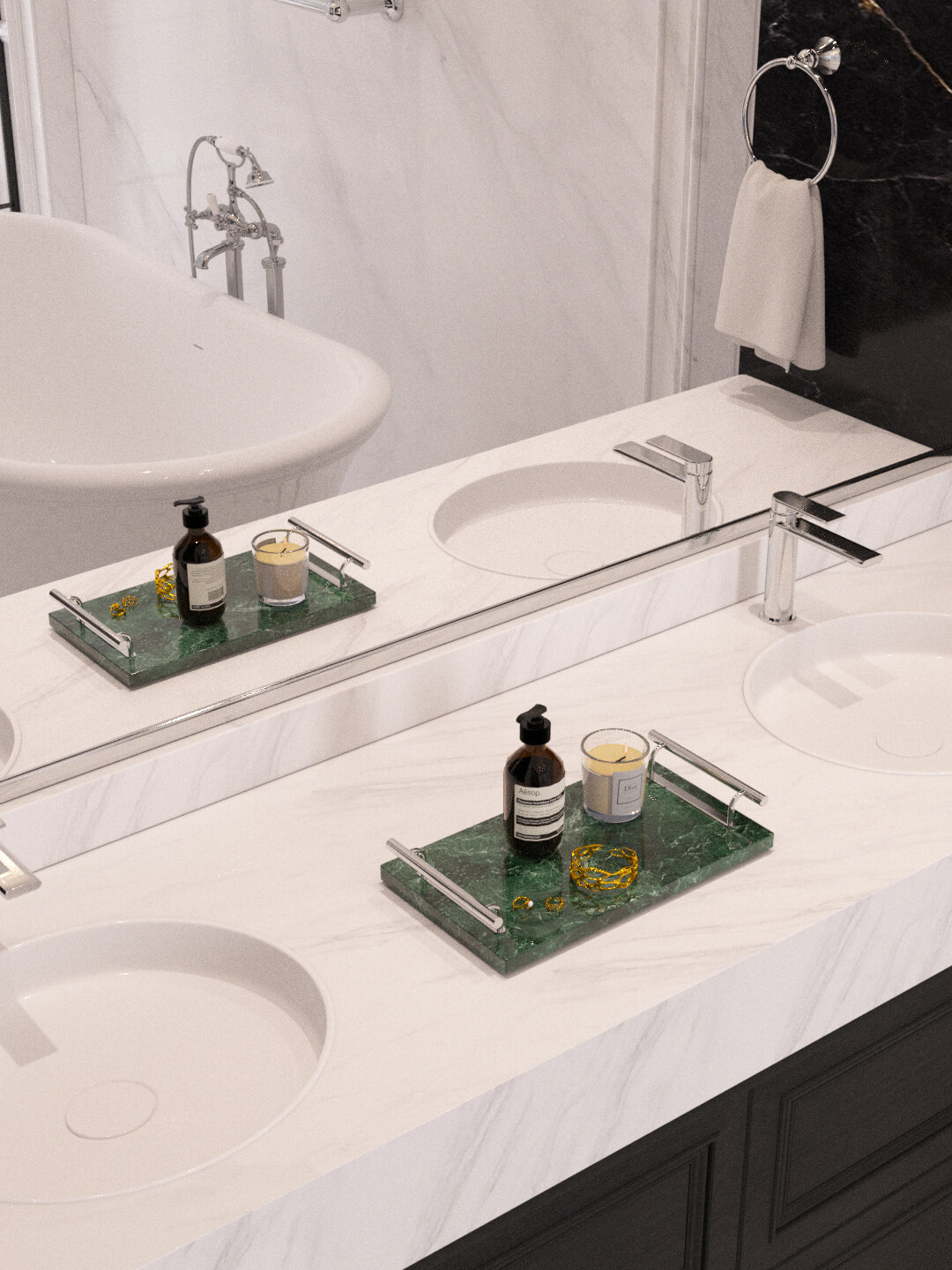 Luxury Neoclassical Bathroom with Freestanding Bathtub 3D Model