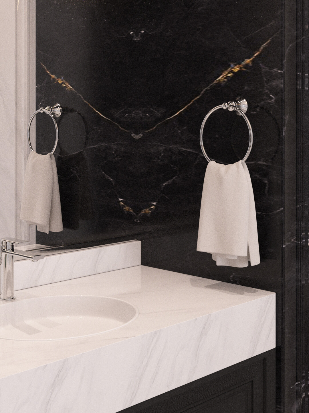 Luxury Neoclassical Bathroom with Freestanding Bathtub 3D Model